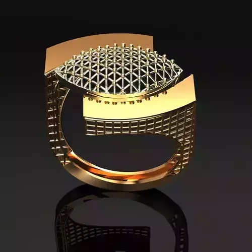 638 Golden Gridlock Ring 3gm