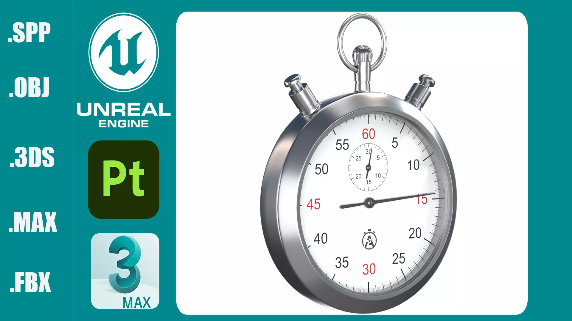 Stopwatch Low-poly 3D model