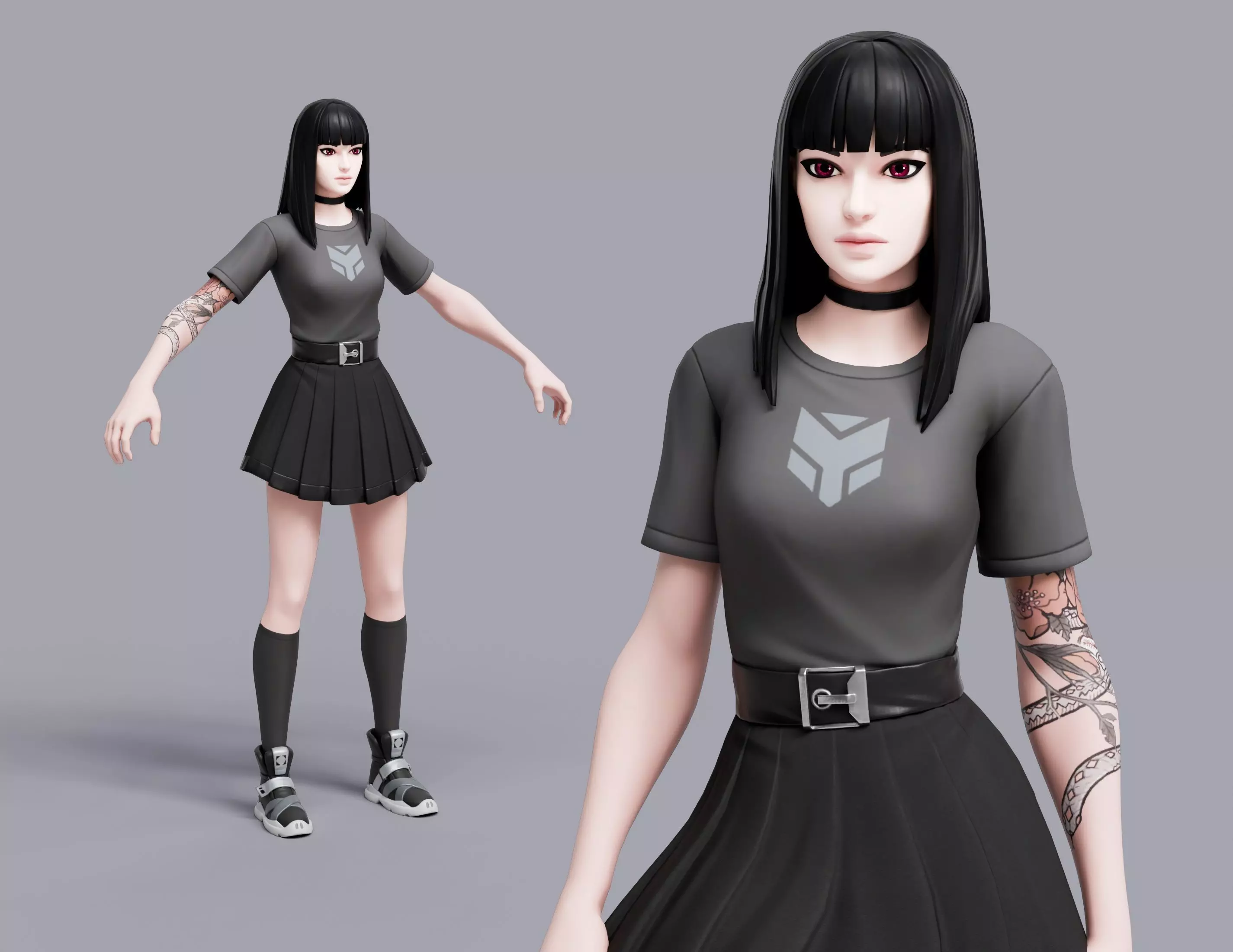 Charlotte Punk Rigged 3D model