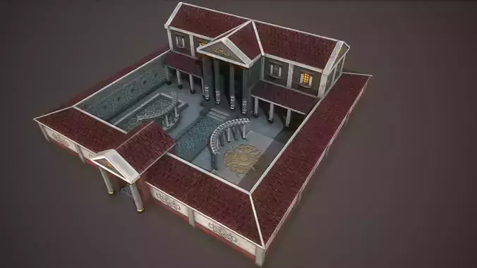 Roman Greek Villa Low-poly 3D model 3