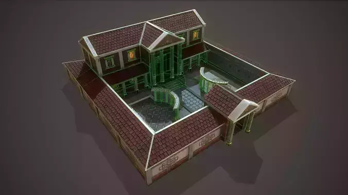 Roman Greek Villa Low-poly 3D model 2