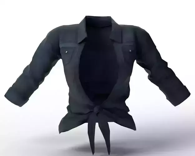 Knotted Denim Look Utility Shirt