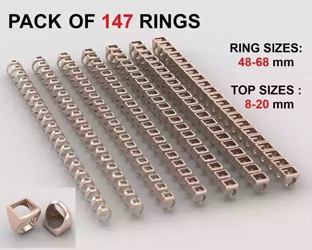 Square hollow Signet Ring in All sizes 230-MWCG-4