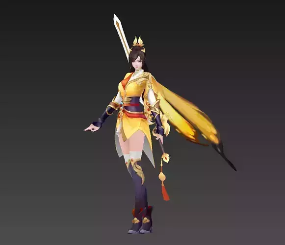 The female swordsman in yellow