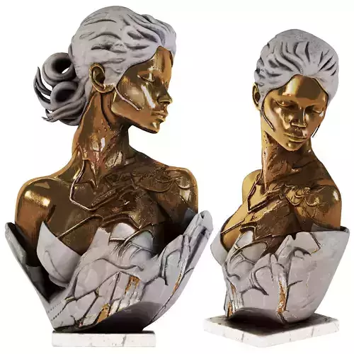 Futuristic Female Bust Sculpture