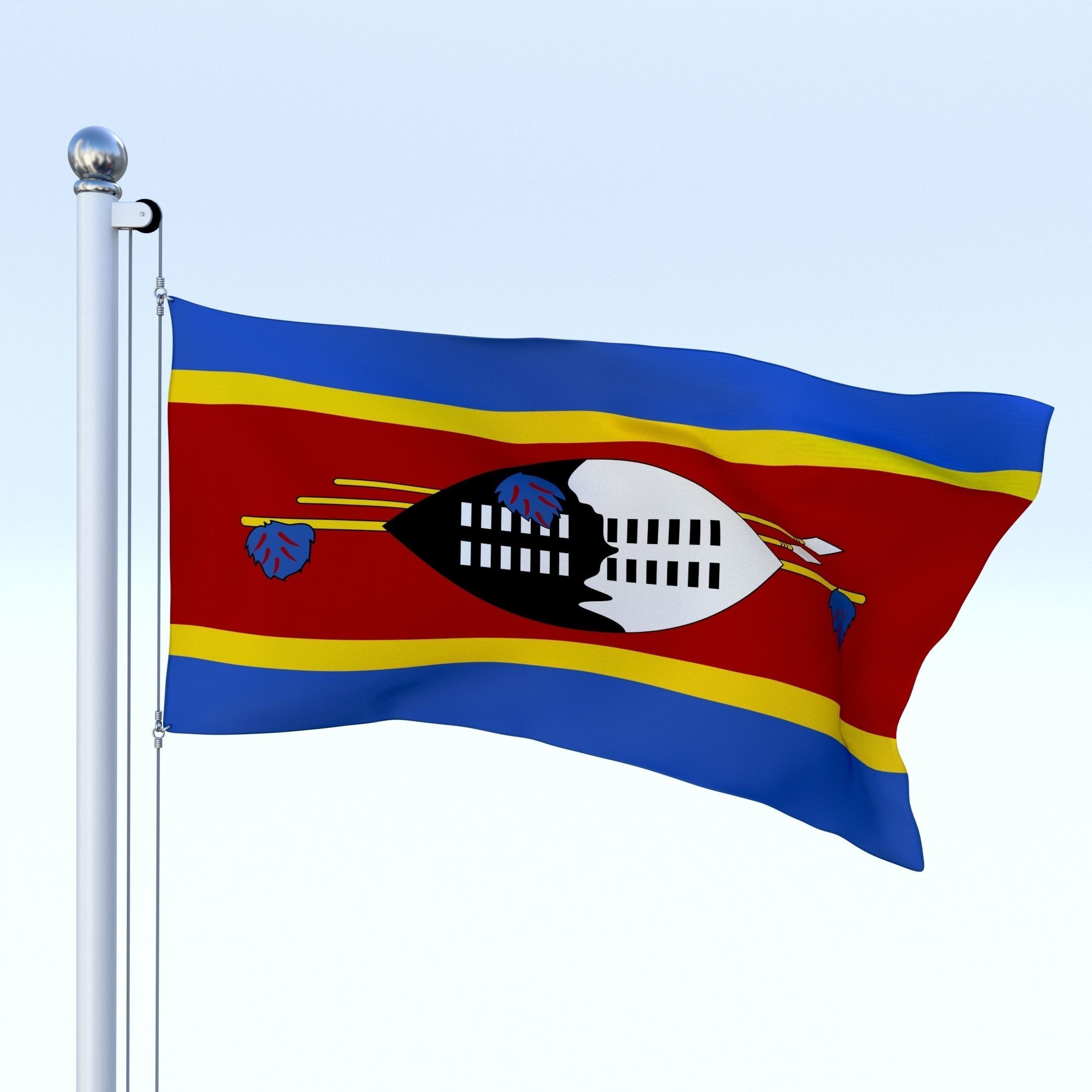Animated Swaziland Flag Low-poly 3D model_5