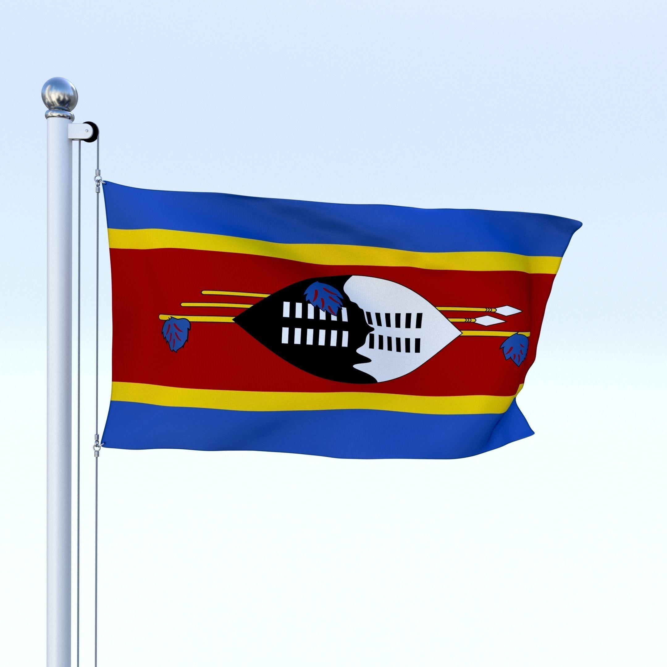 Animated Swaziland Flag Low-poly 3D model_6
