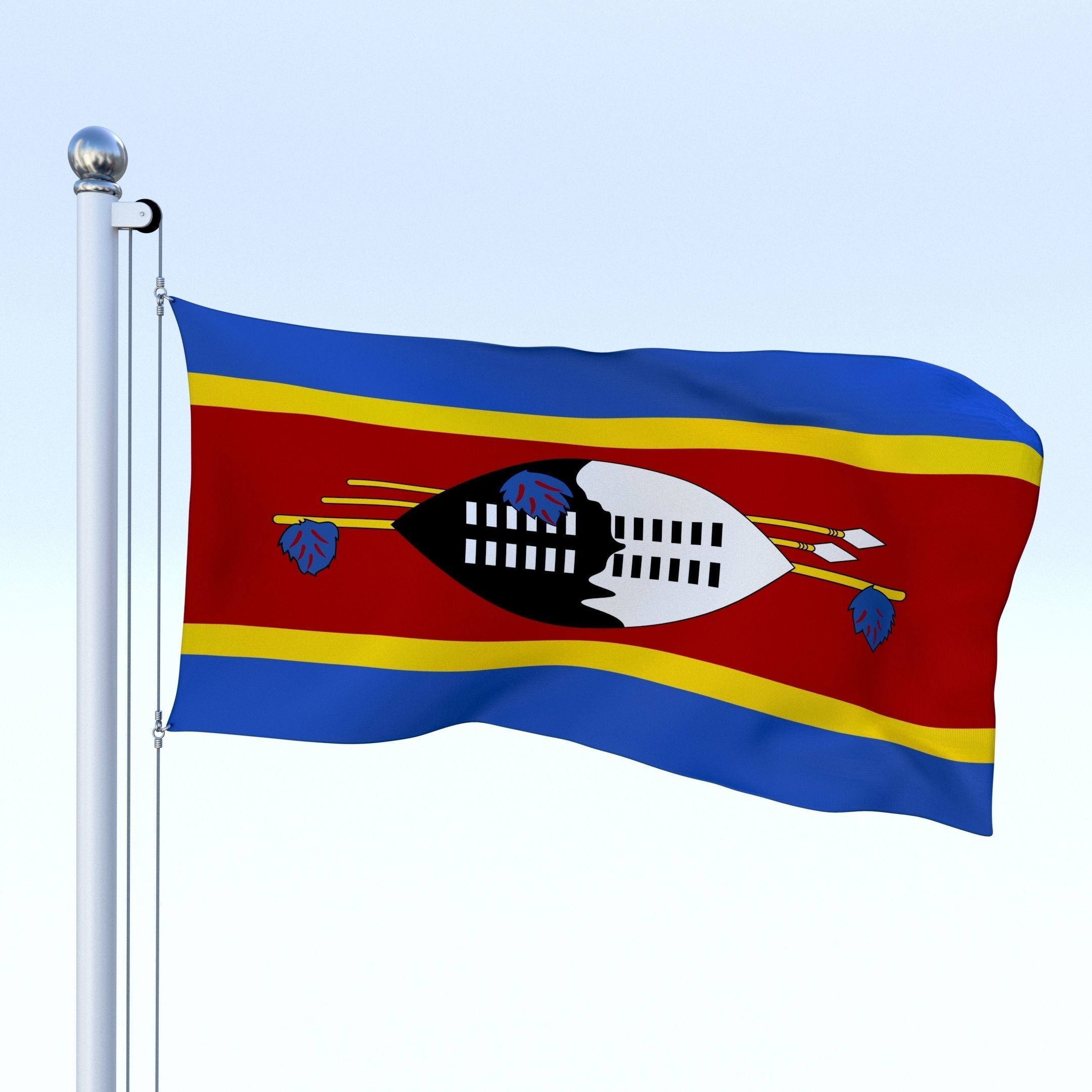 Animated Swaziland Flag Low-poly 3D model_4