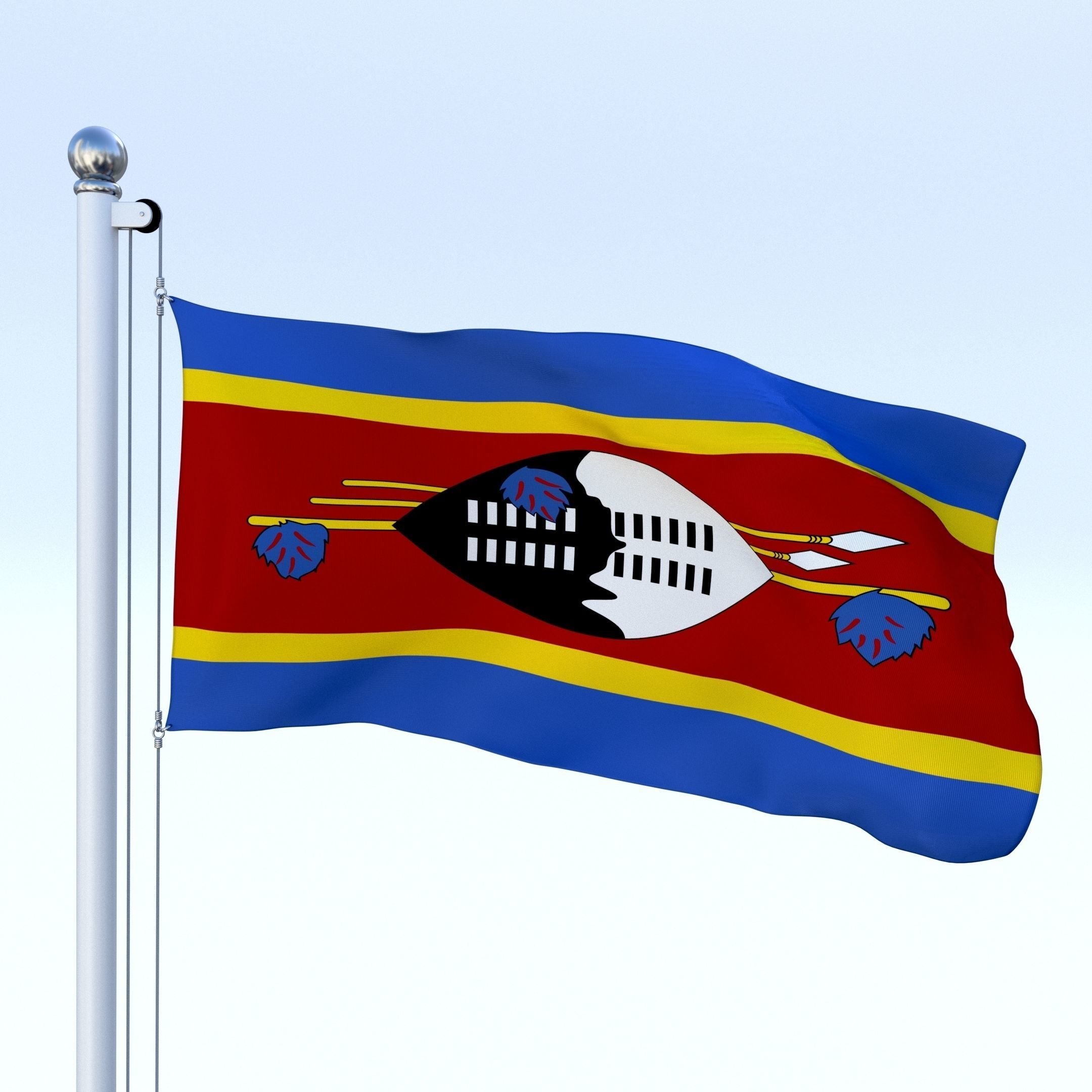 Animated Swaziland Flag Low-poly 3D model_10