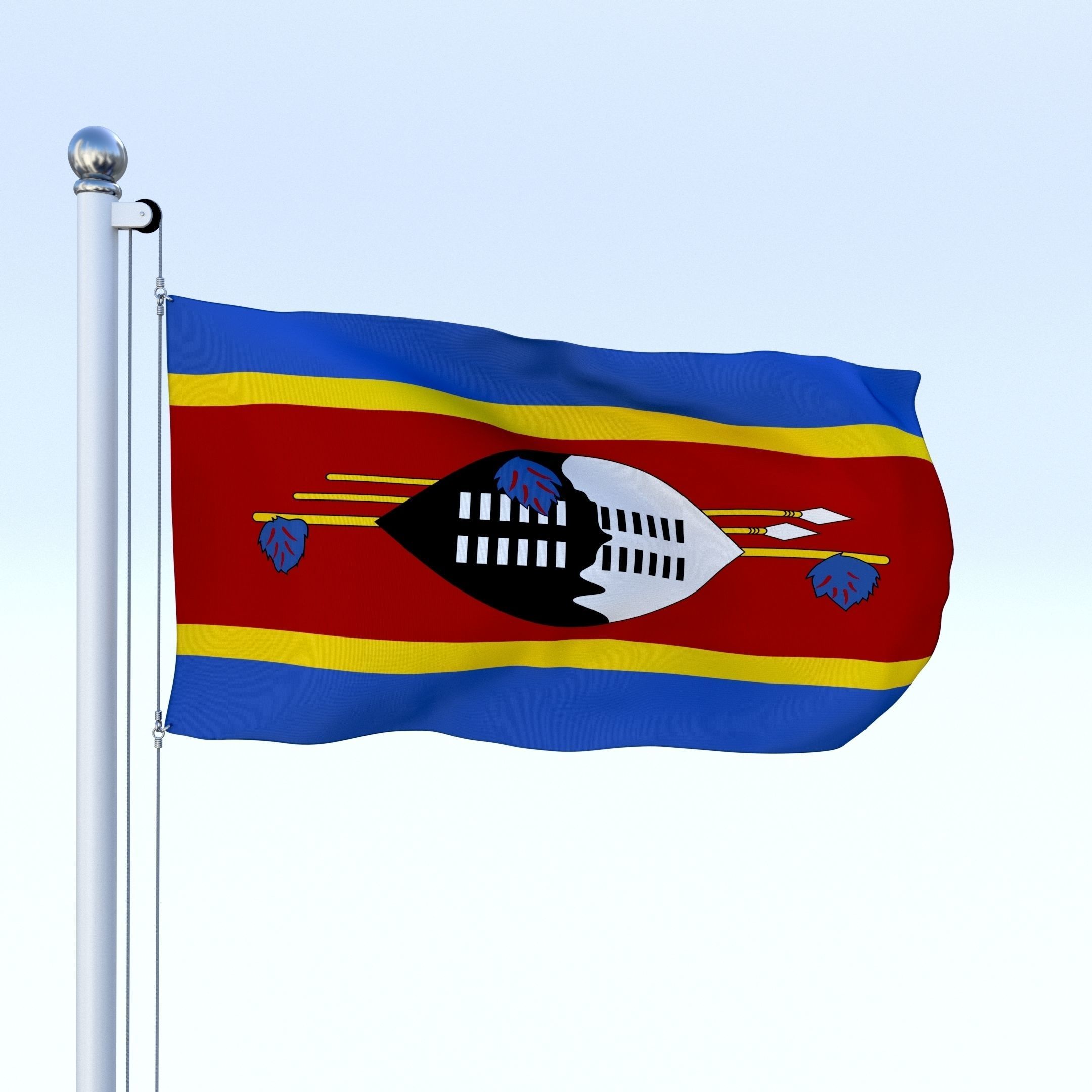 Animated Swaziland Flag Low-poly 3D model_11