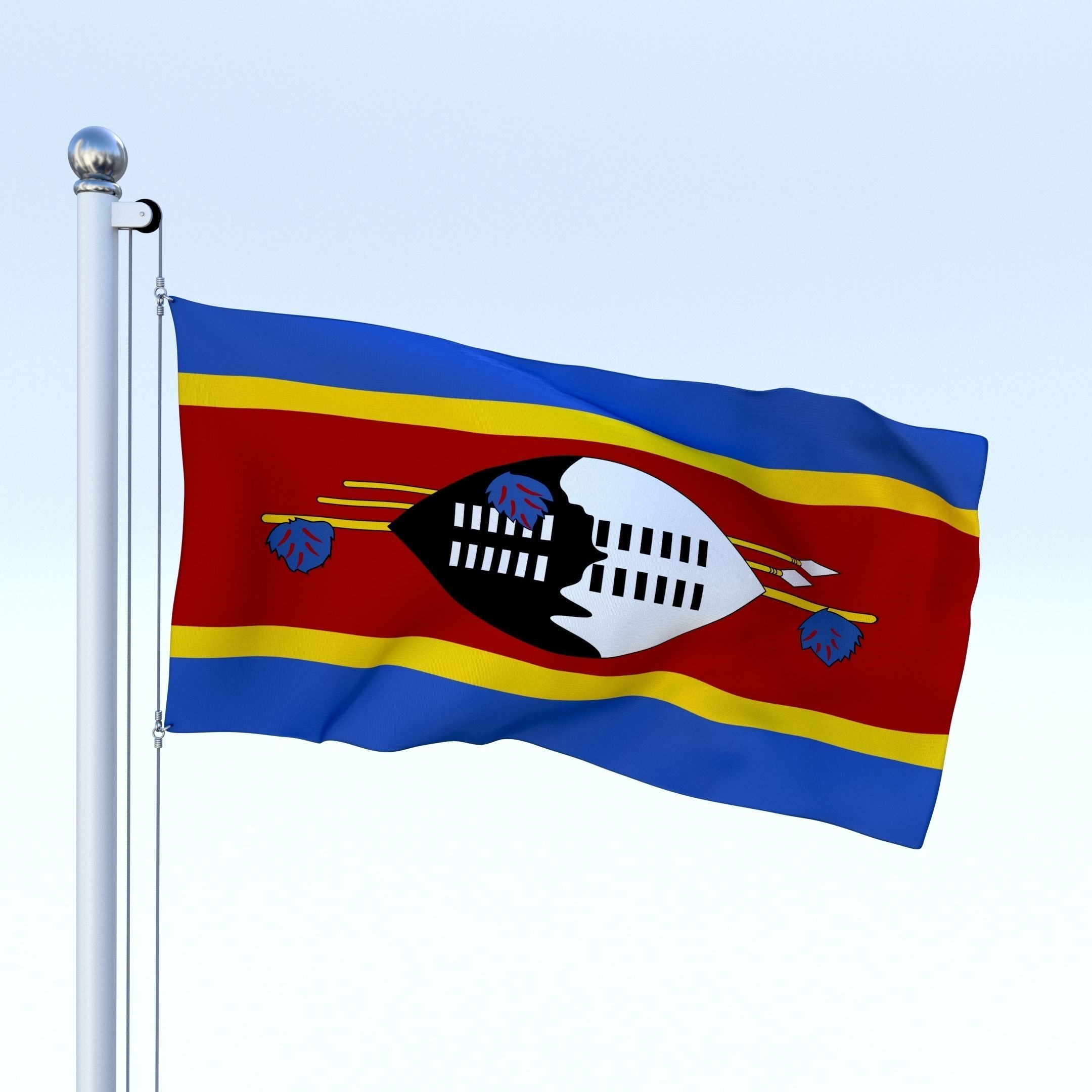 Animated Swaziland Flag Low-poly 3D model_3