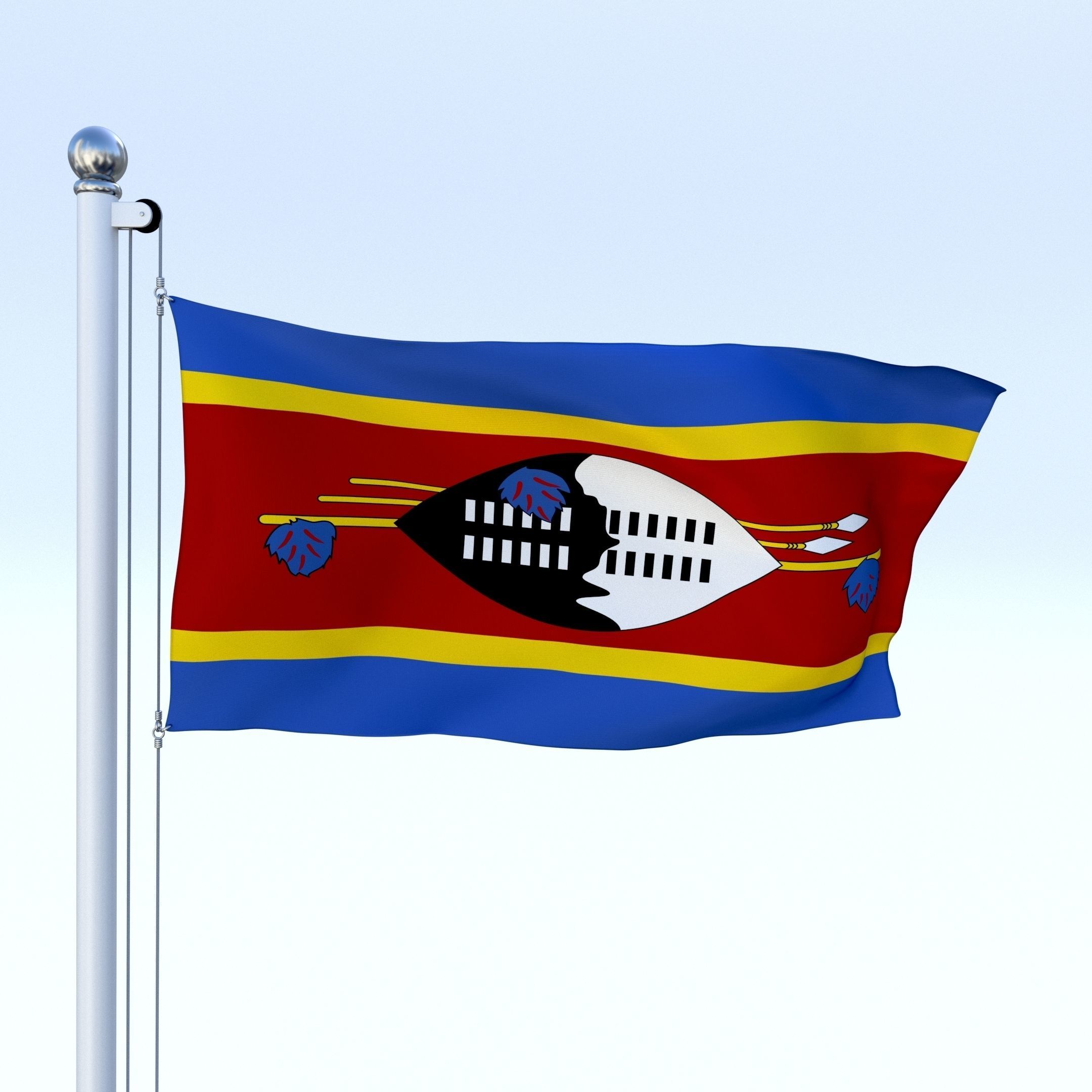 Animated Swaziland Flag Low-poly 3D model_26