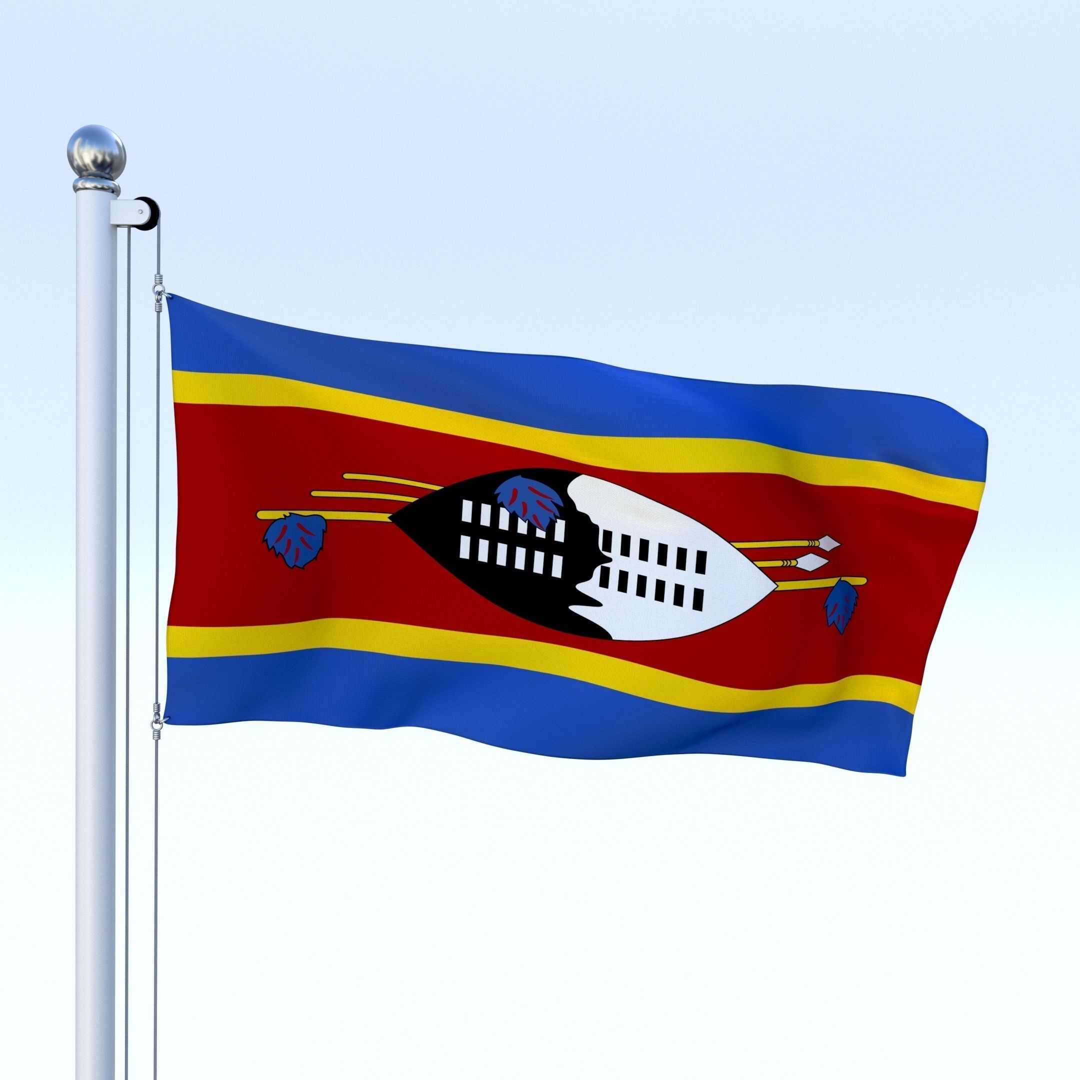 Animated Swaziland Flag Low-poly 3D model_1
