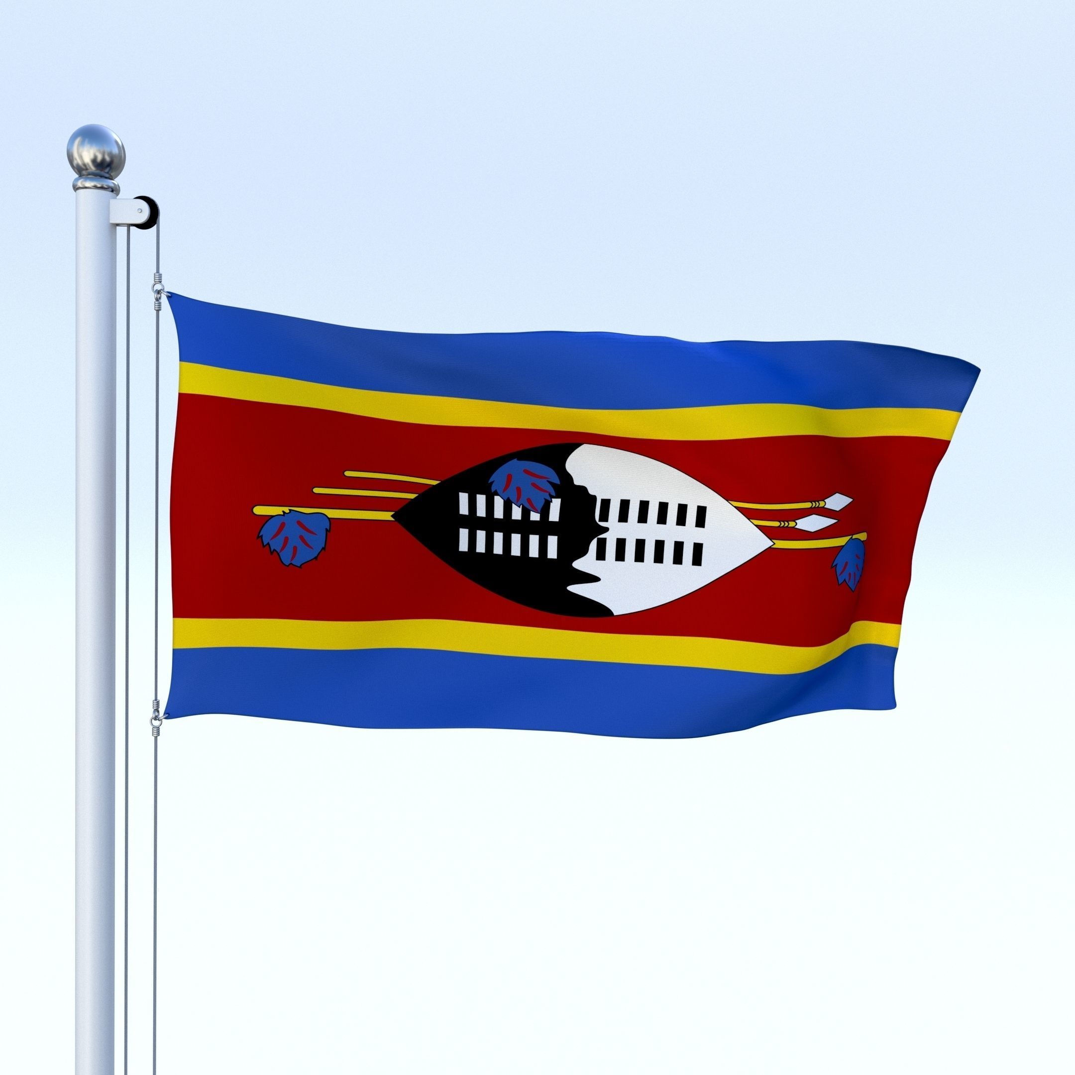 Animated Swaziland Flag Low-poly 3D model_22