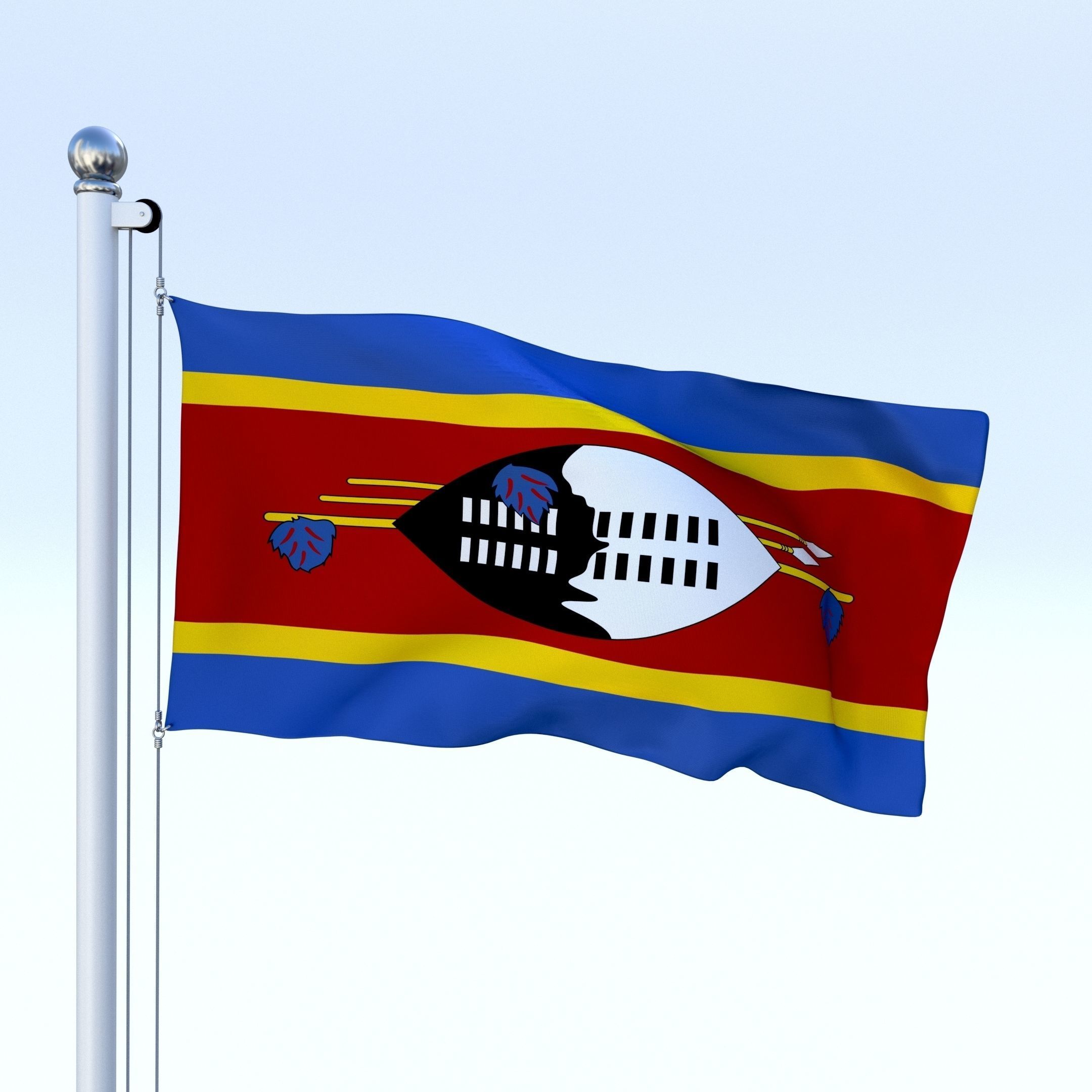 Animated Swaziland Flag Low-poly 3D model_23