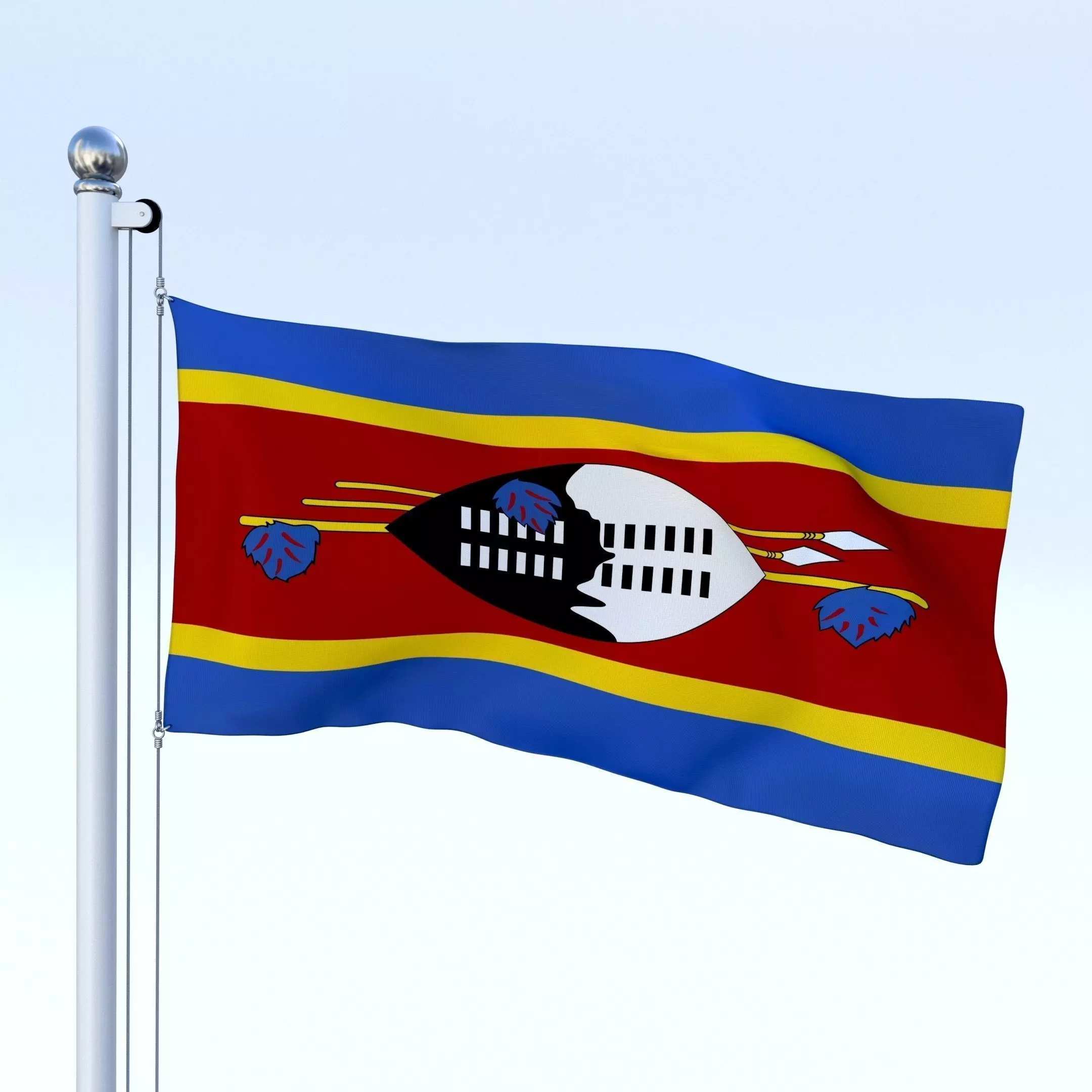 Animated Swaziland Flag Low-poly 3D model_0