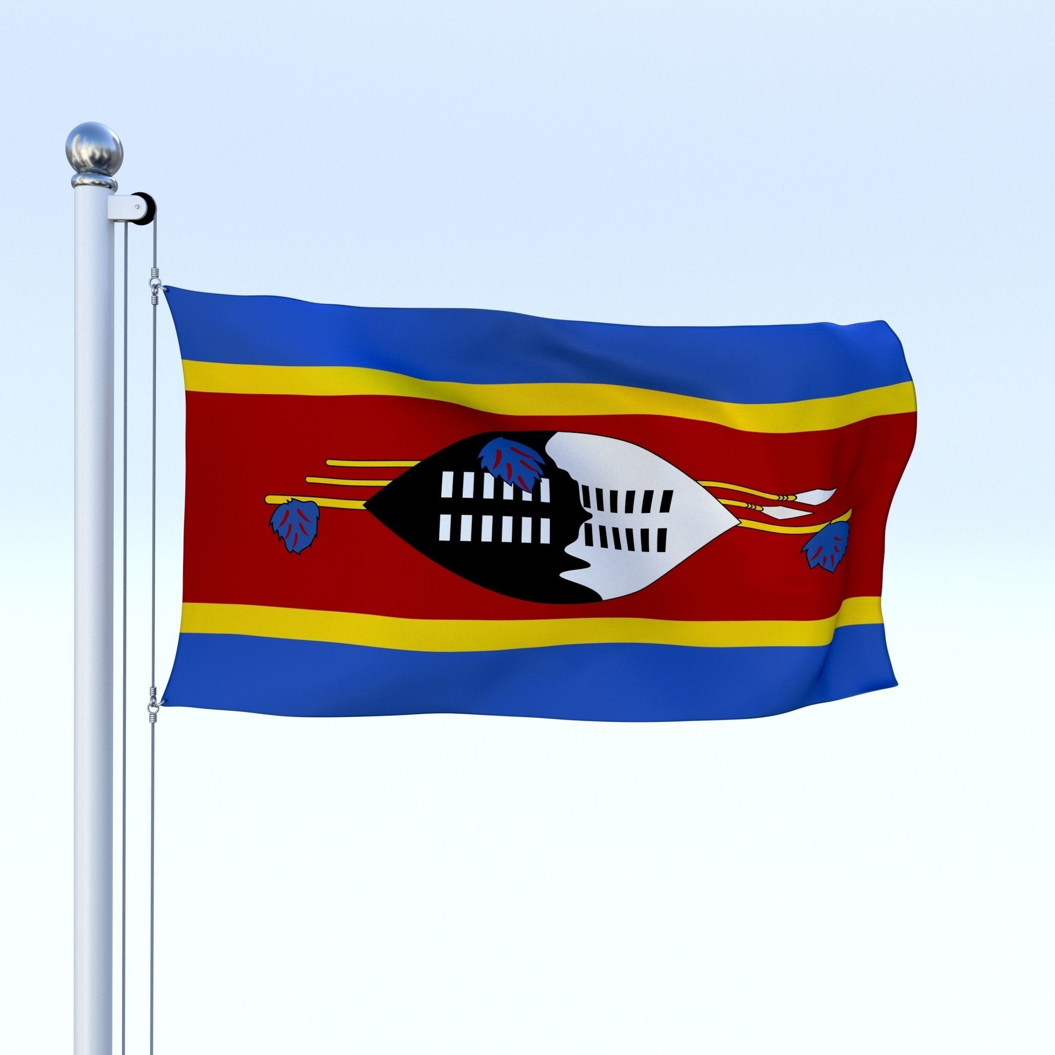 Animated Swaziland Flag Low-poly 3D model_12