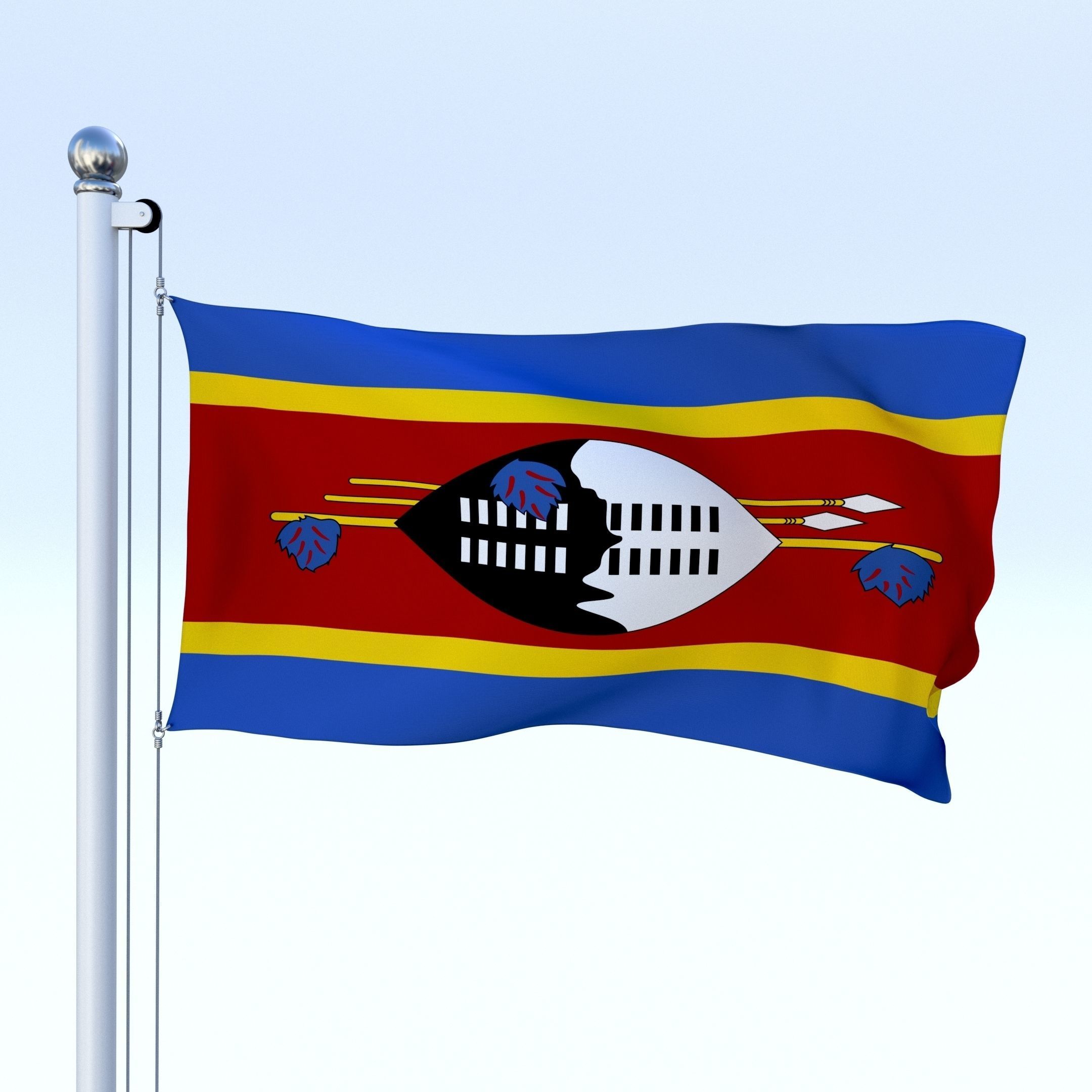 Animated Swaziland Flag Low-poly 3D model_24