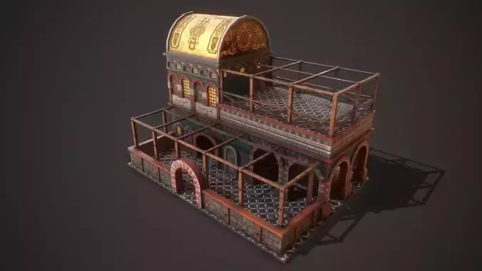 Roman Medieval Tavern Low-poly 3D model 7