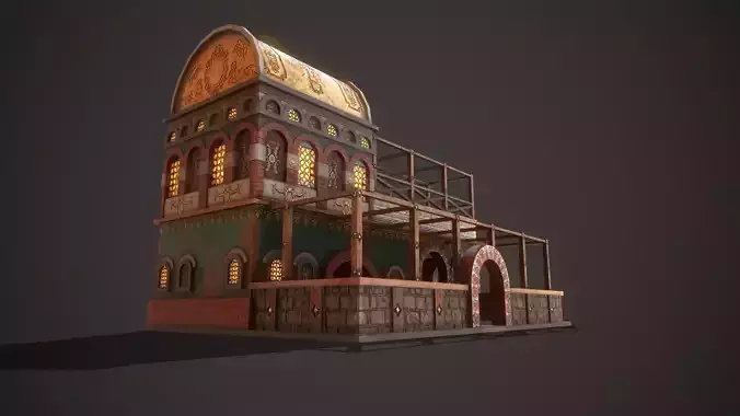 Roman Medieval Tavern Low-poly 3D model 4