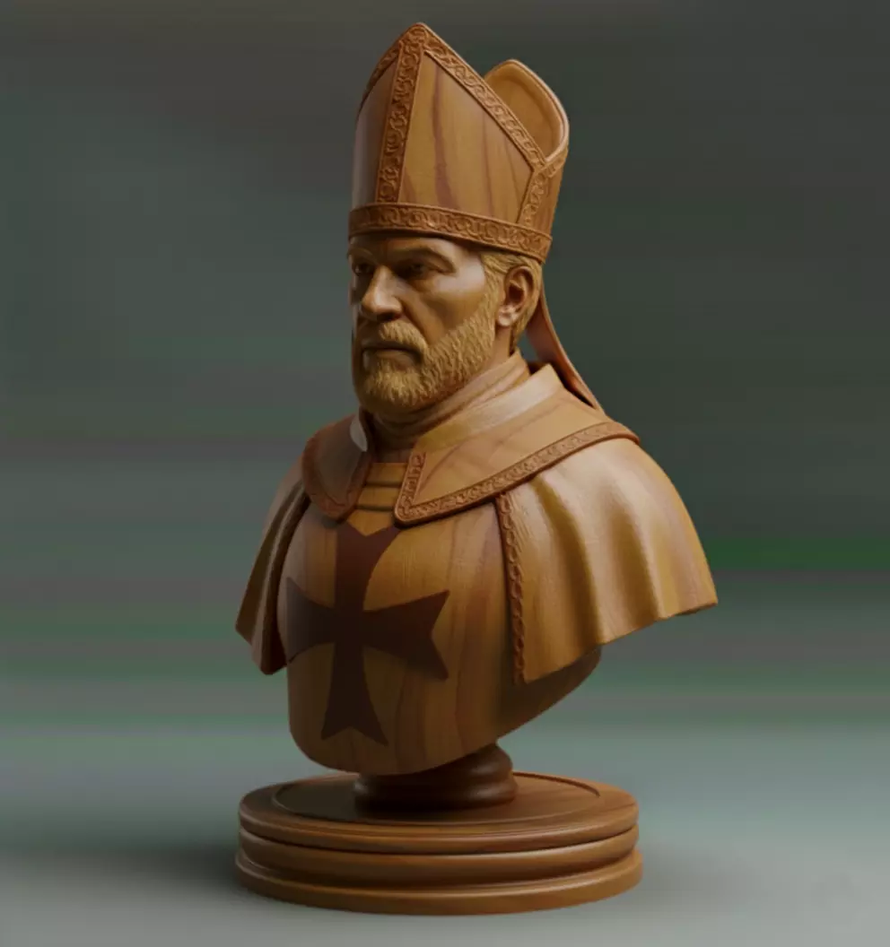 Medieval Crusader Bishop Chess Piece 3D print model