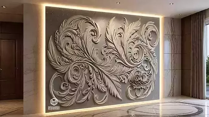 modern panel wall decor set relief stl mural CNC 280