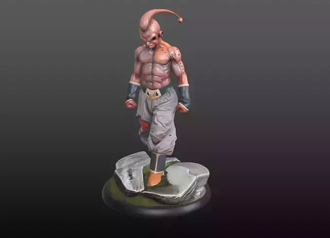 Majin Buu STL Furious Supervillain Combat Pose 3D Model