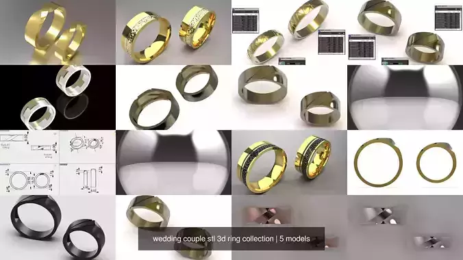 wedding couple stl 3d ring collection