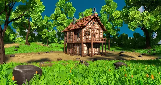 Medieval House 13 With Environment Low-poly 3D model 3