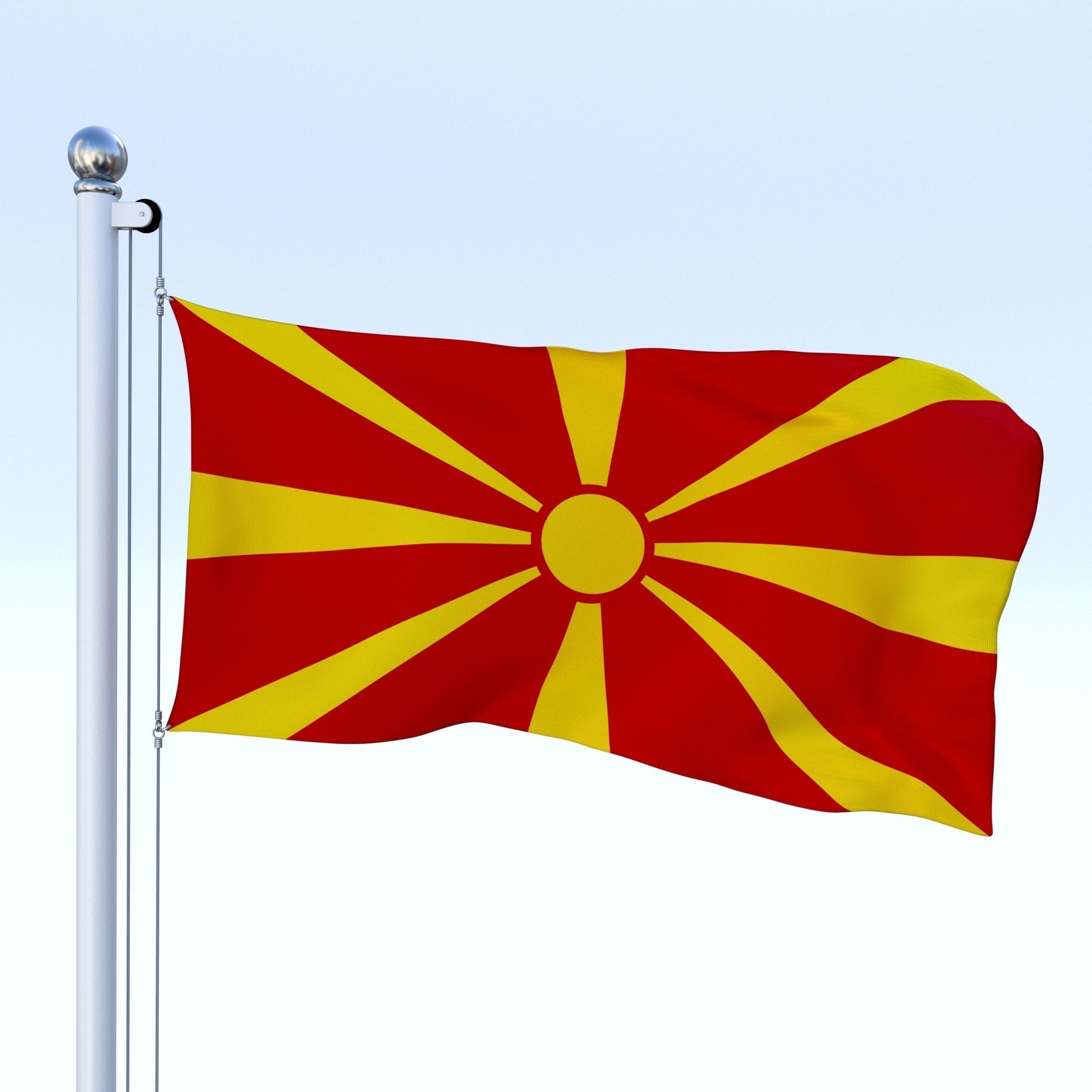 Animated Macedonia Flag Low-poly 3D model_3