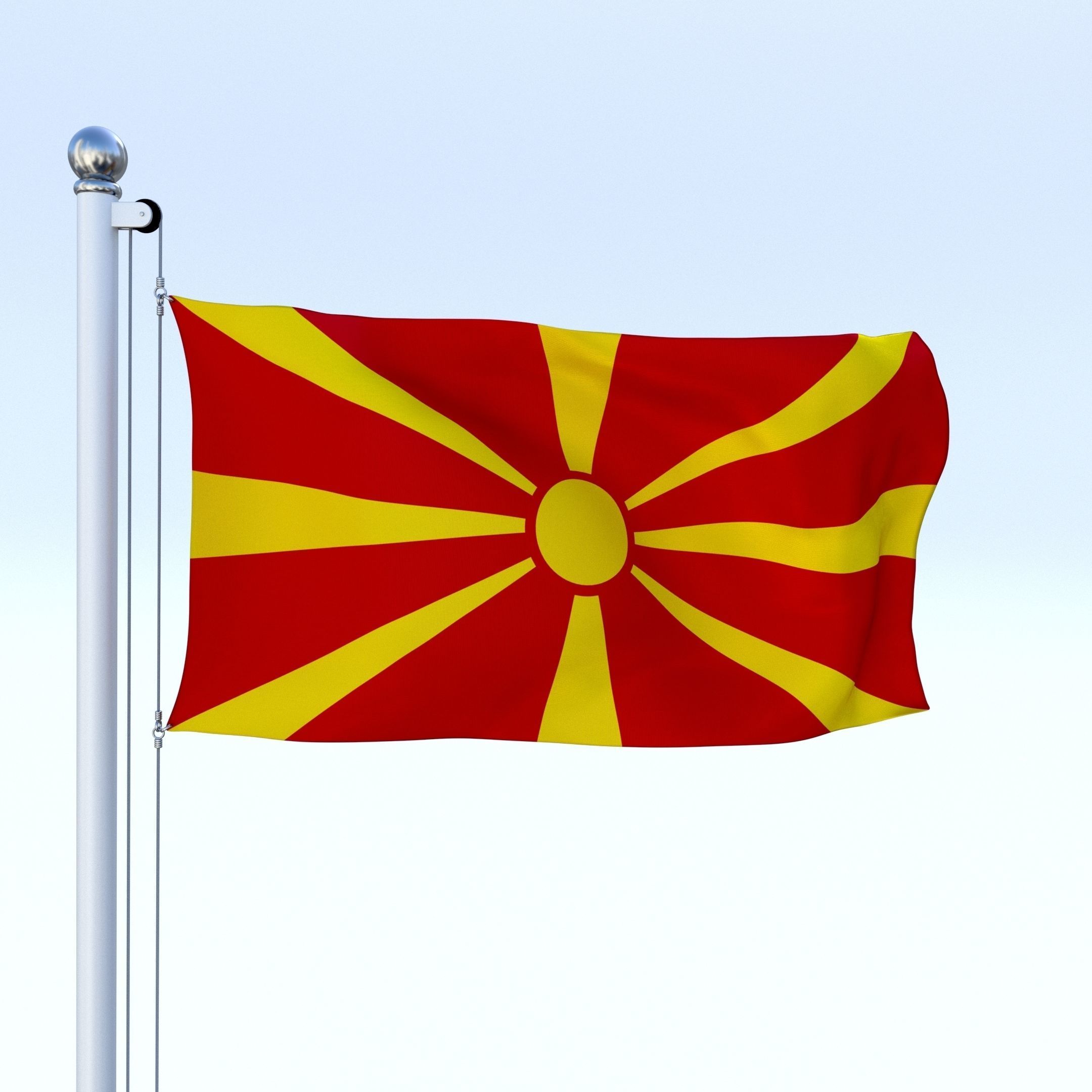 Animated Macedonia Flag Low-poly 3D model_2
