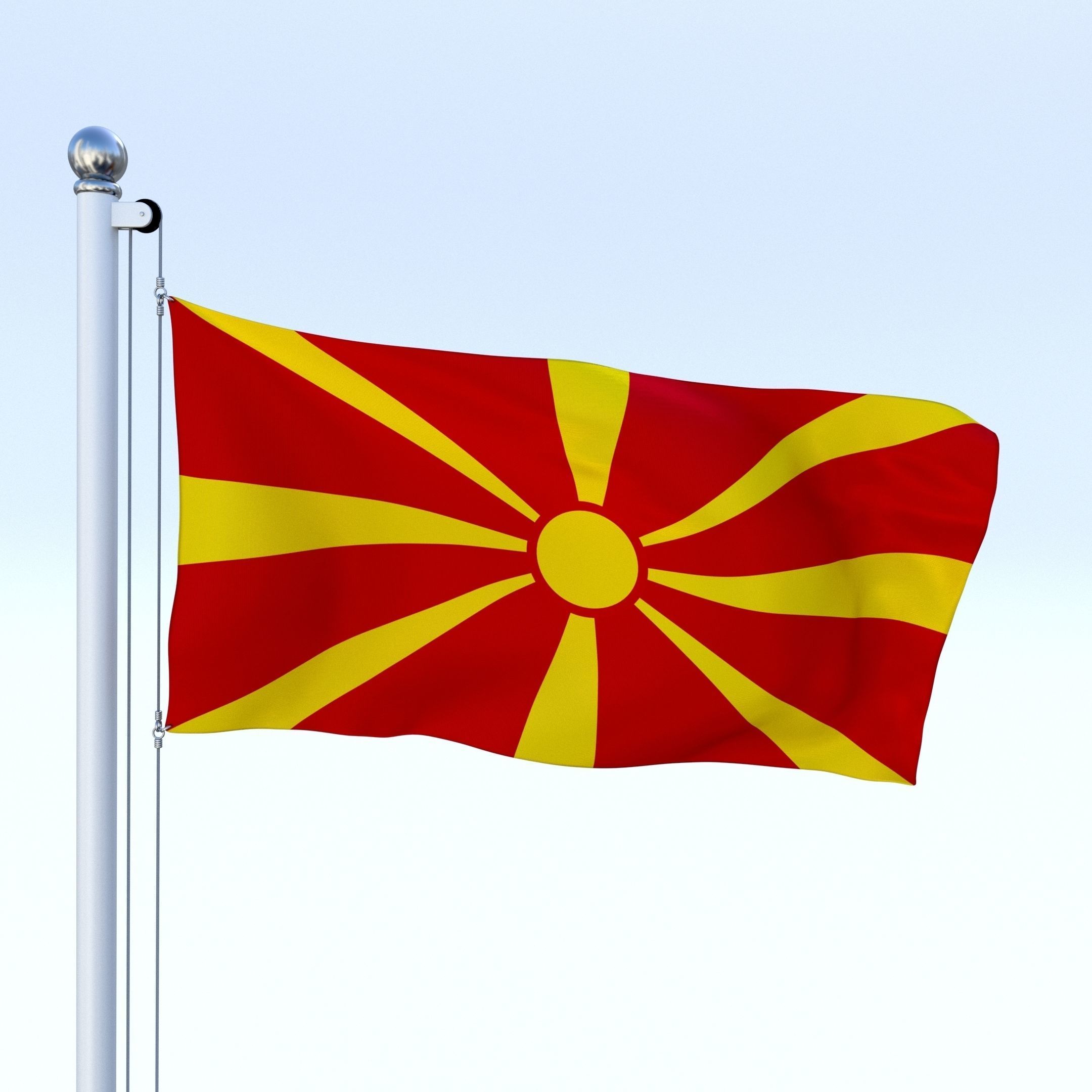 Animated Macedonia Flag Low-poly 3D model_4