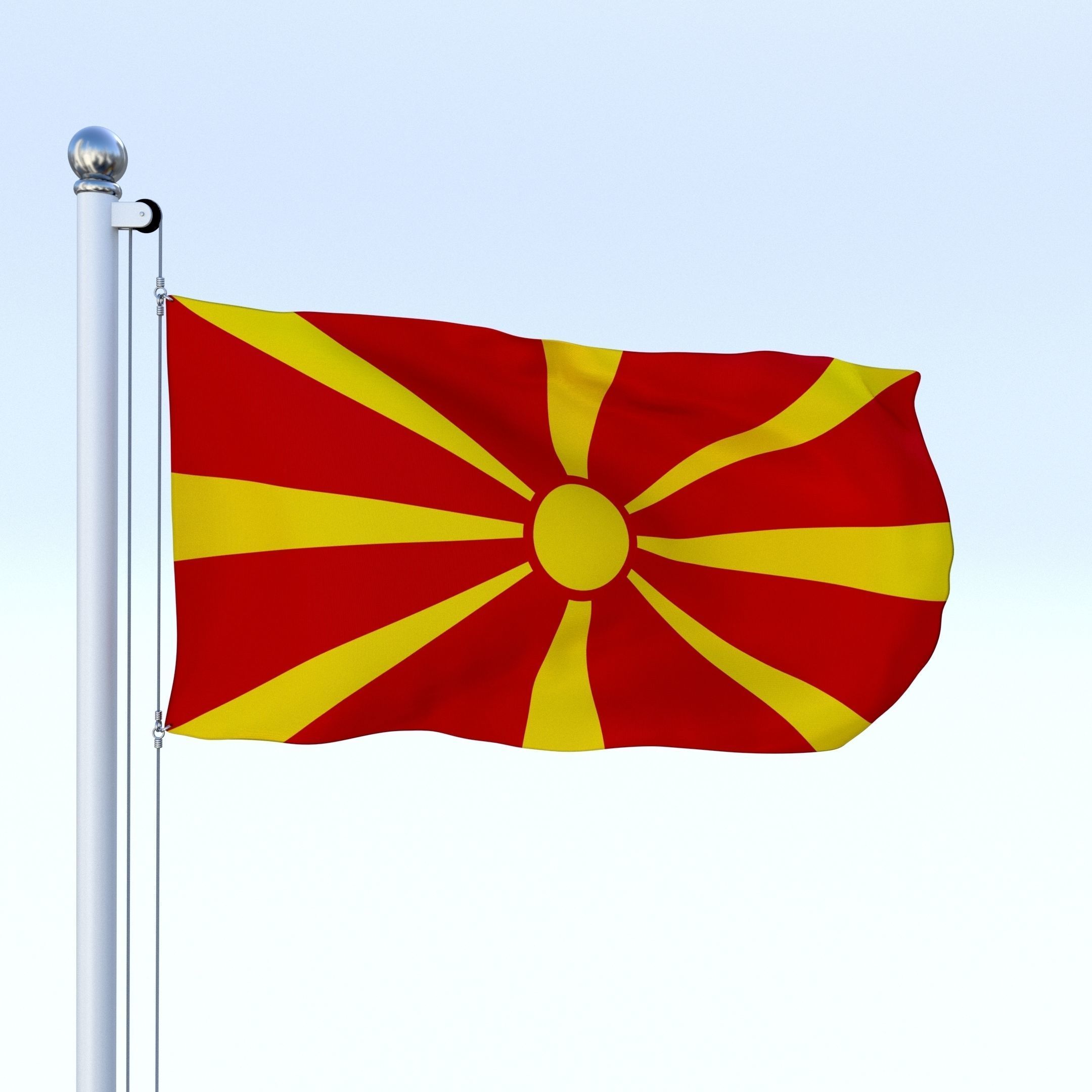 Animated Macedonia Flag Low-poly 3D model_12