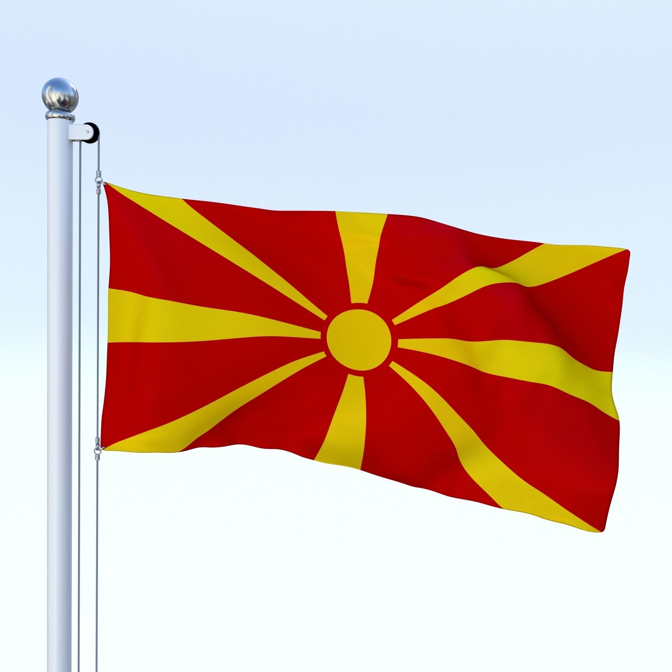 Animated Macedonia Flag Low-poly 3D model_5