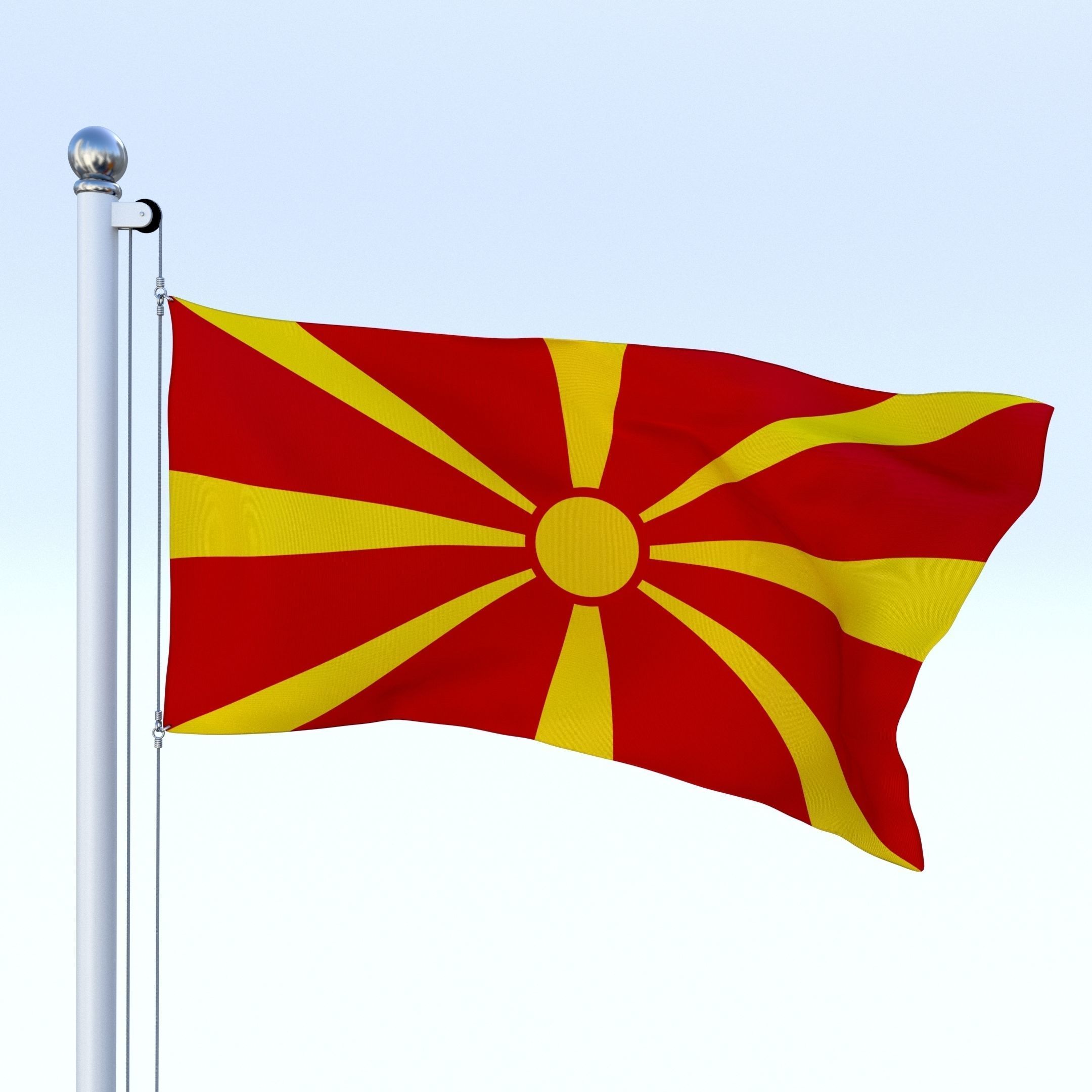 Animated Macedonia Flag Low-poly 3D model_6