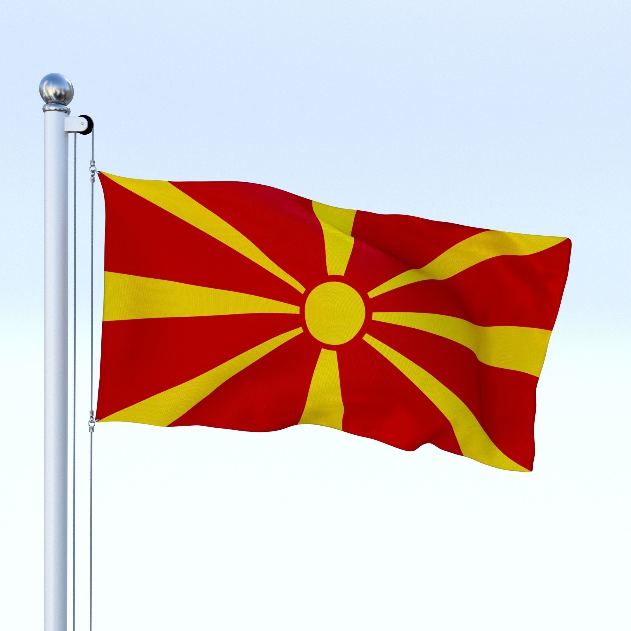 Animated Macedonia Flag Low-poly 3D model_7