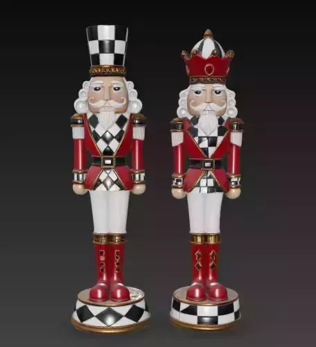 Royal Nutcracker Duo - Christmas Decorative Soldier 3D Model Set