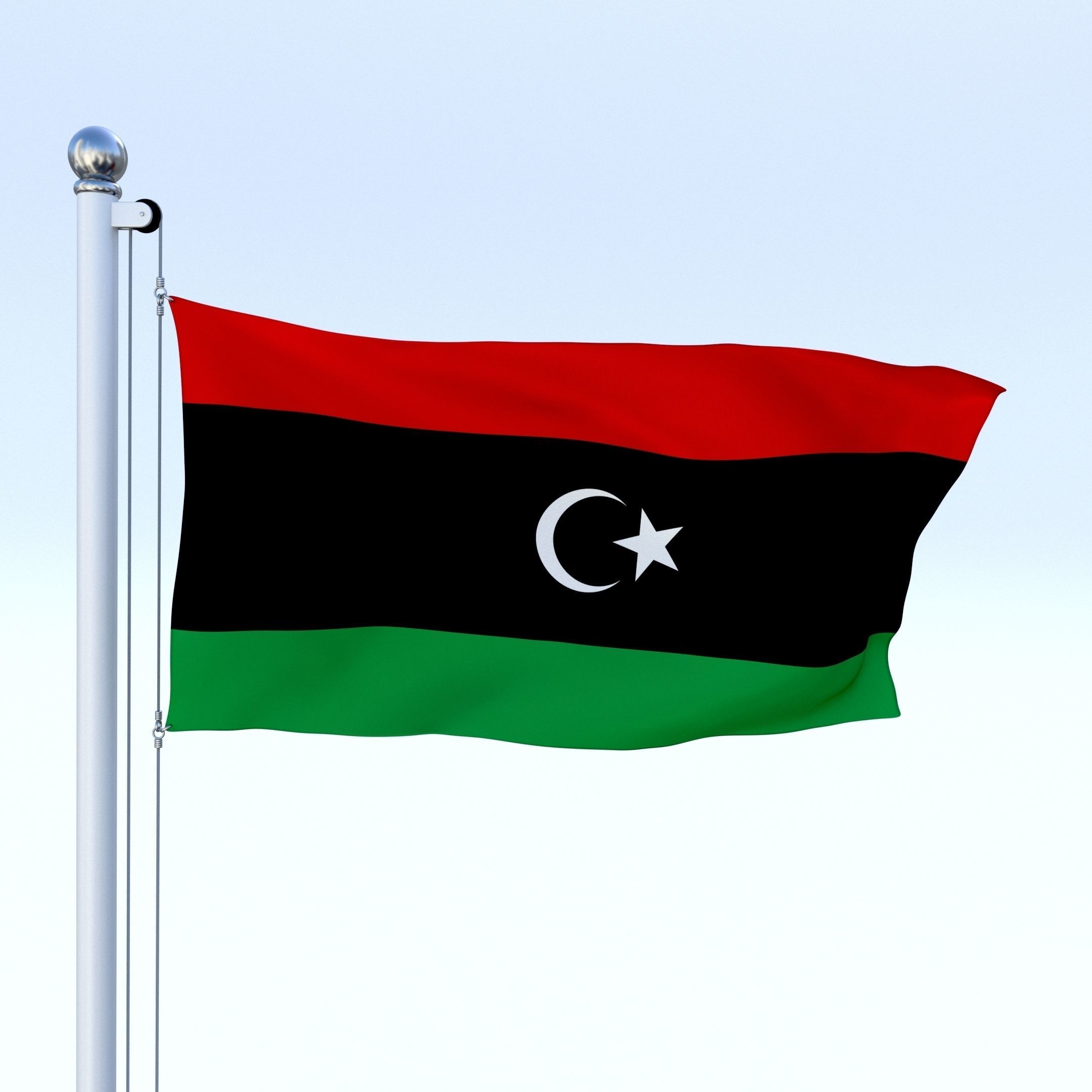 Animated Libya Flag Low-poly 3D model_2
