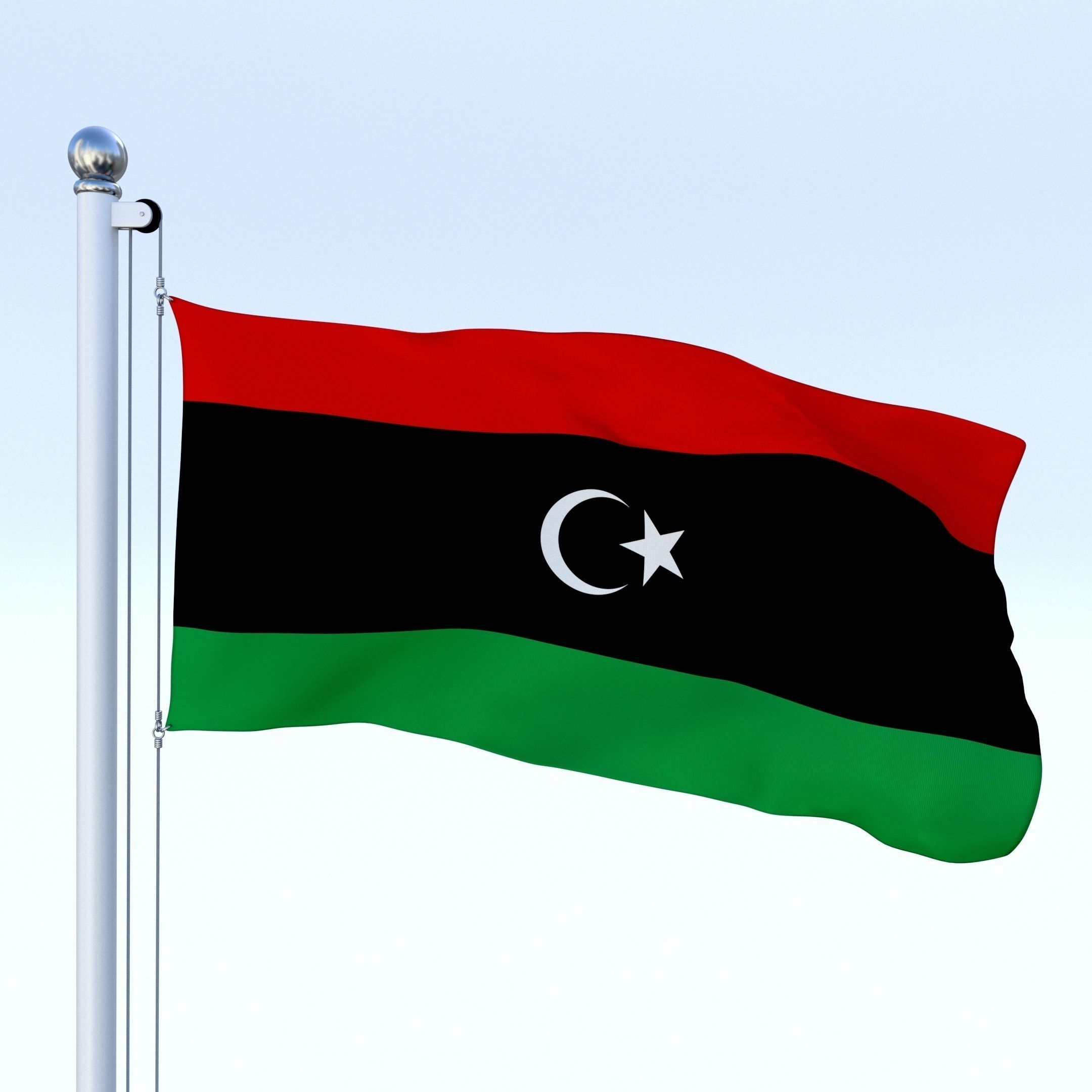 Animated Libya Flag Low-poly 3D model_26