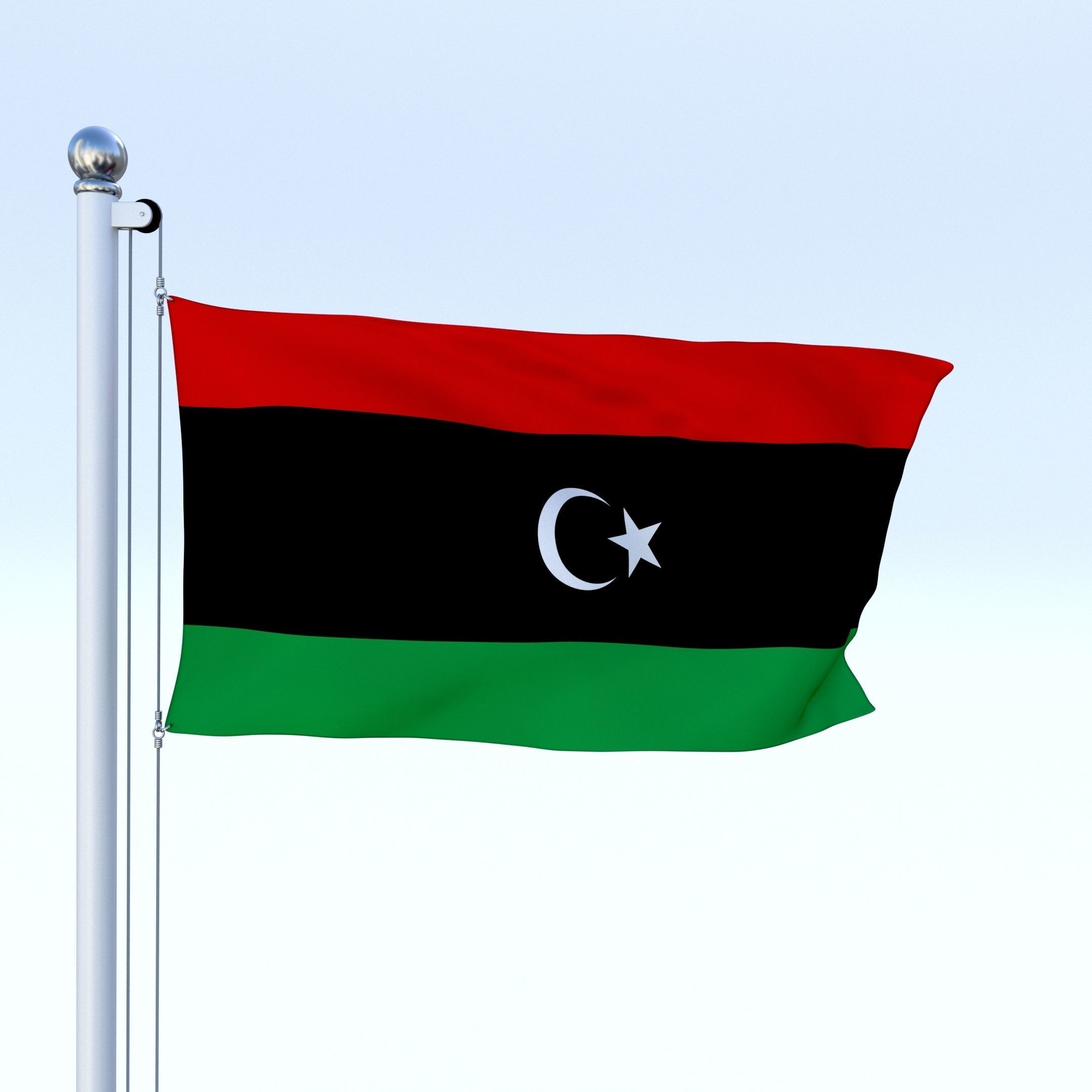 Animated Libya Flag Low-poly 3D model_1