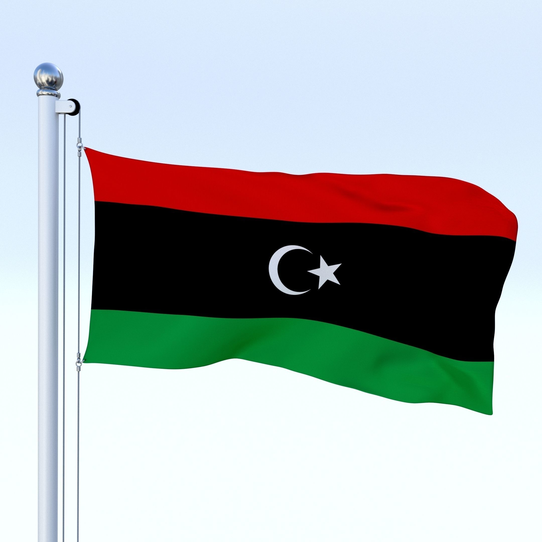 Animated Libya Flag Low-poly 3D model_4