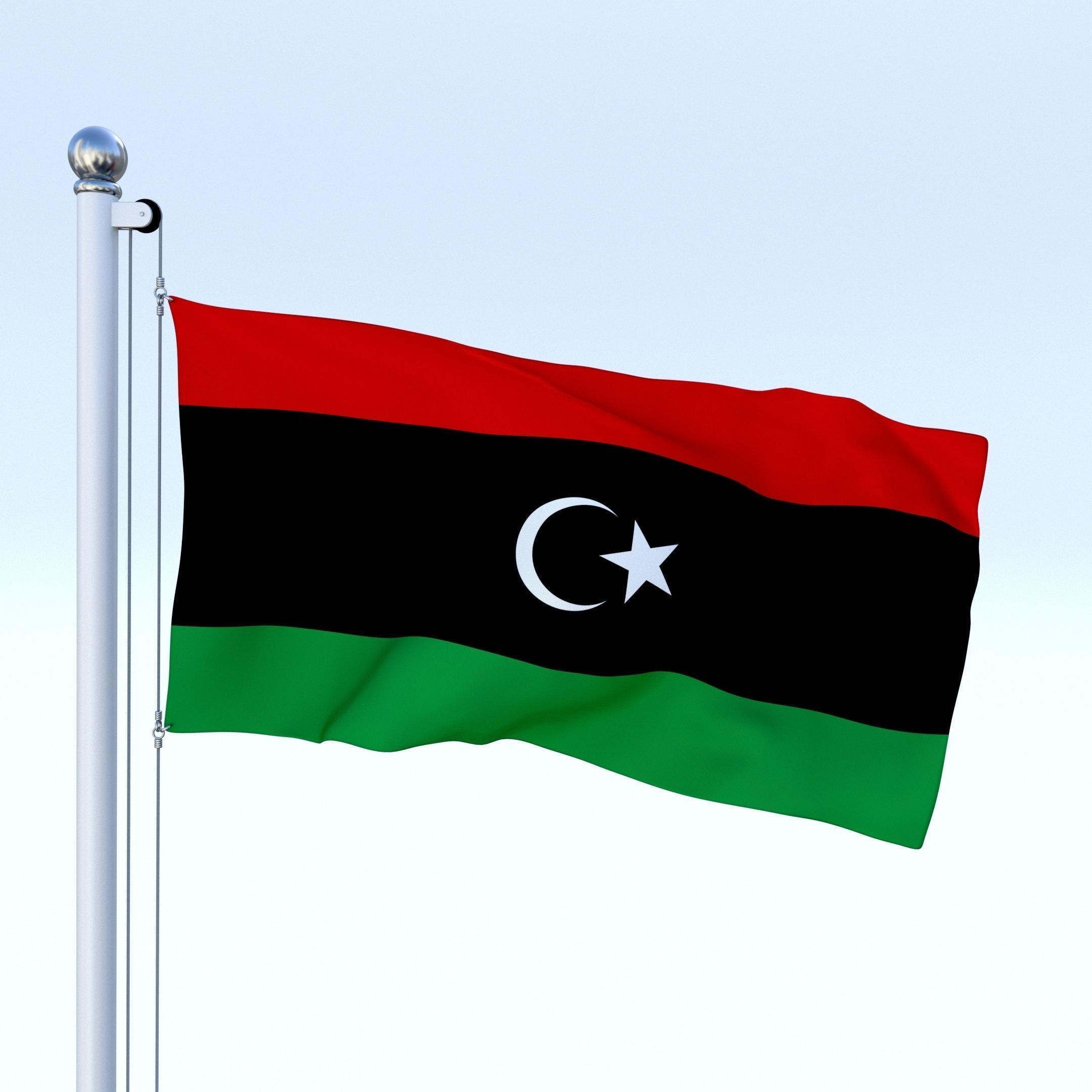Animated Libya Flag Low-poly 3D model_3