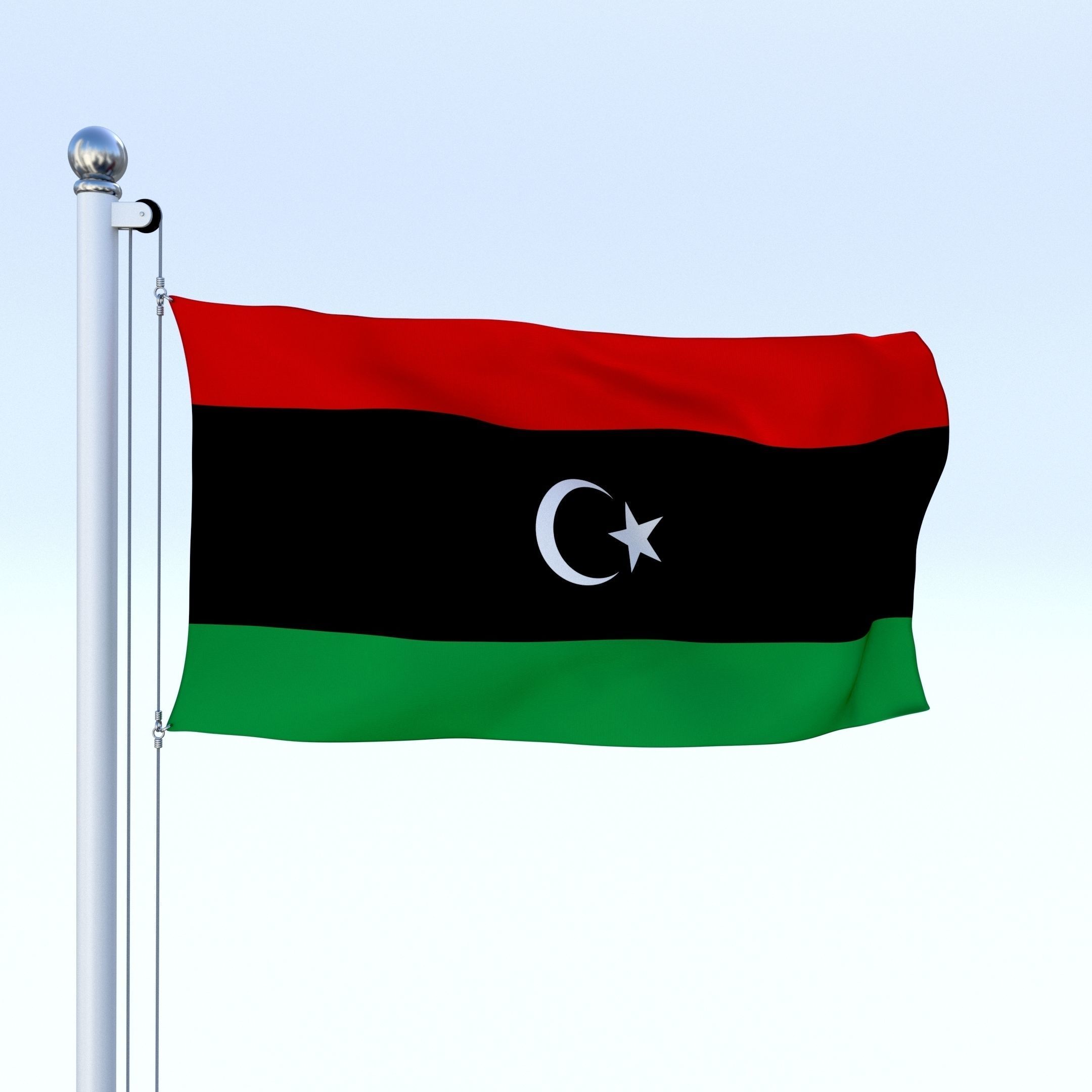 Animated Libya Flag Low-poly 3D model_11
