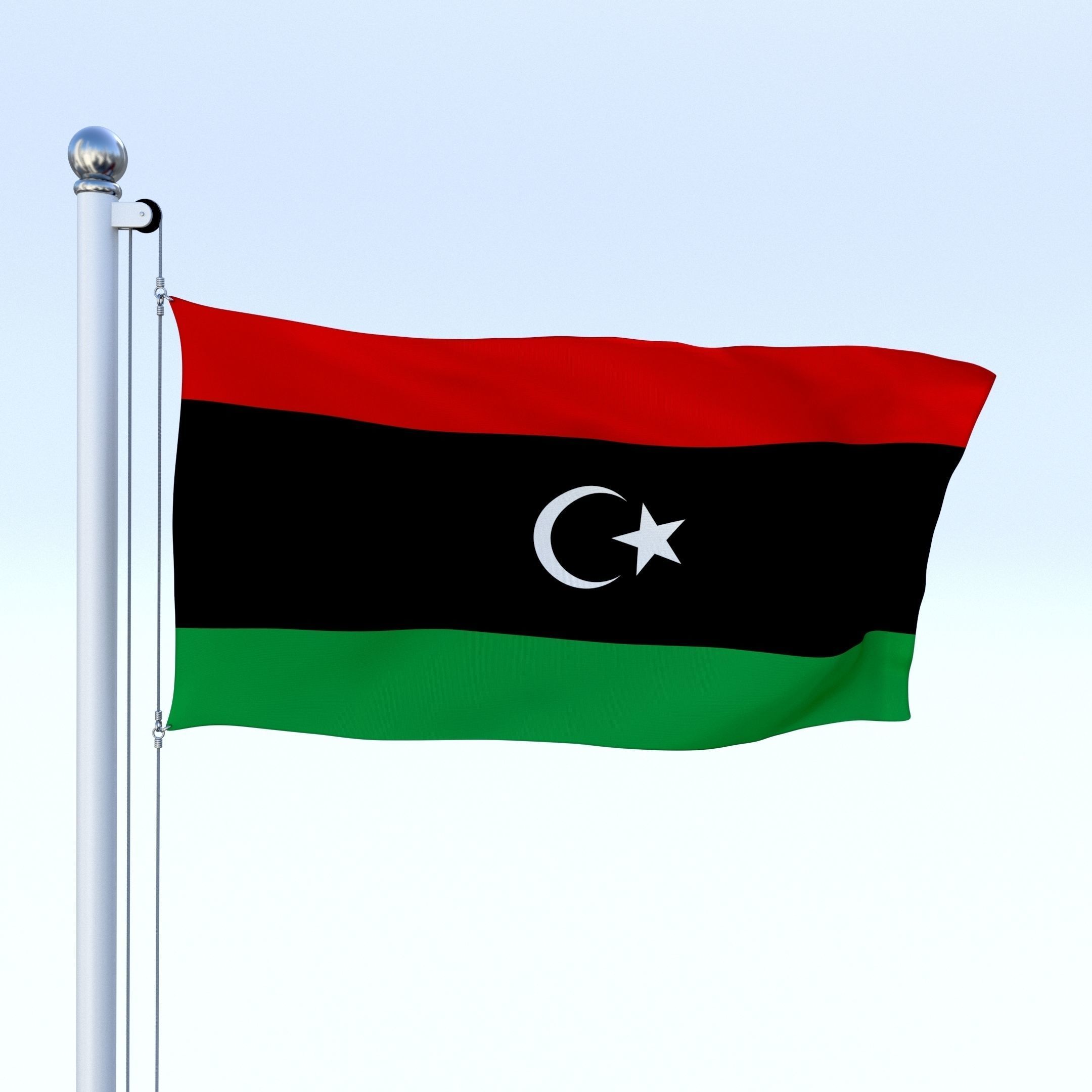 Animated Libya Flag Low-poly 3D model_25