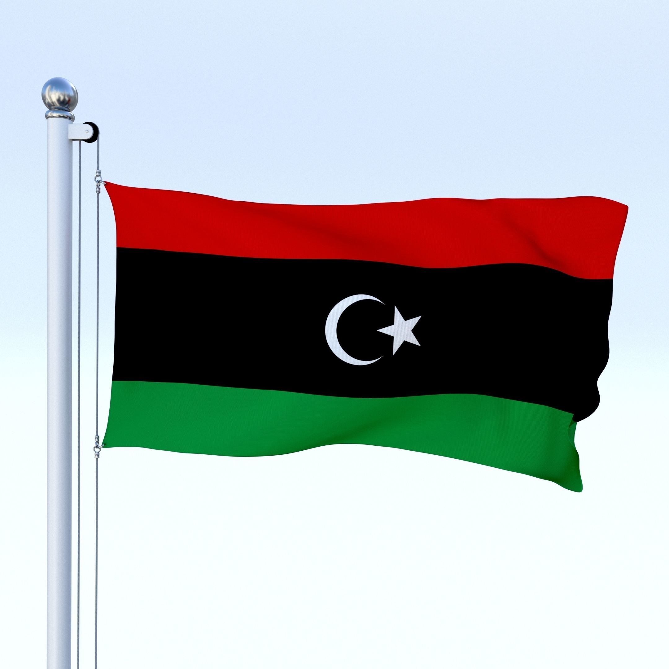 Animated Libya Flag Low-poly 3D model_20