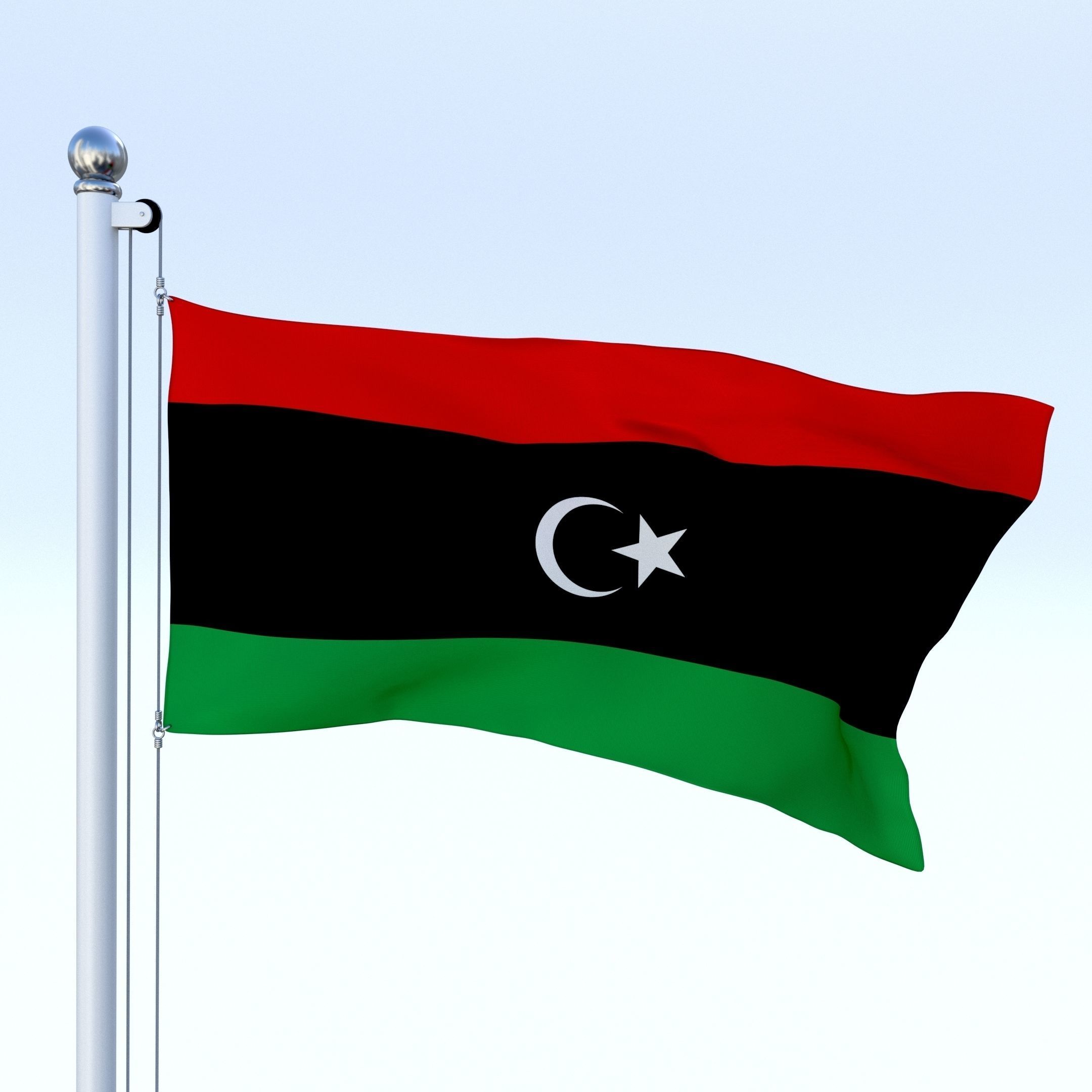 Animated Libya Flag Low-poly 3D model_5