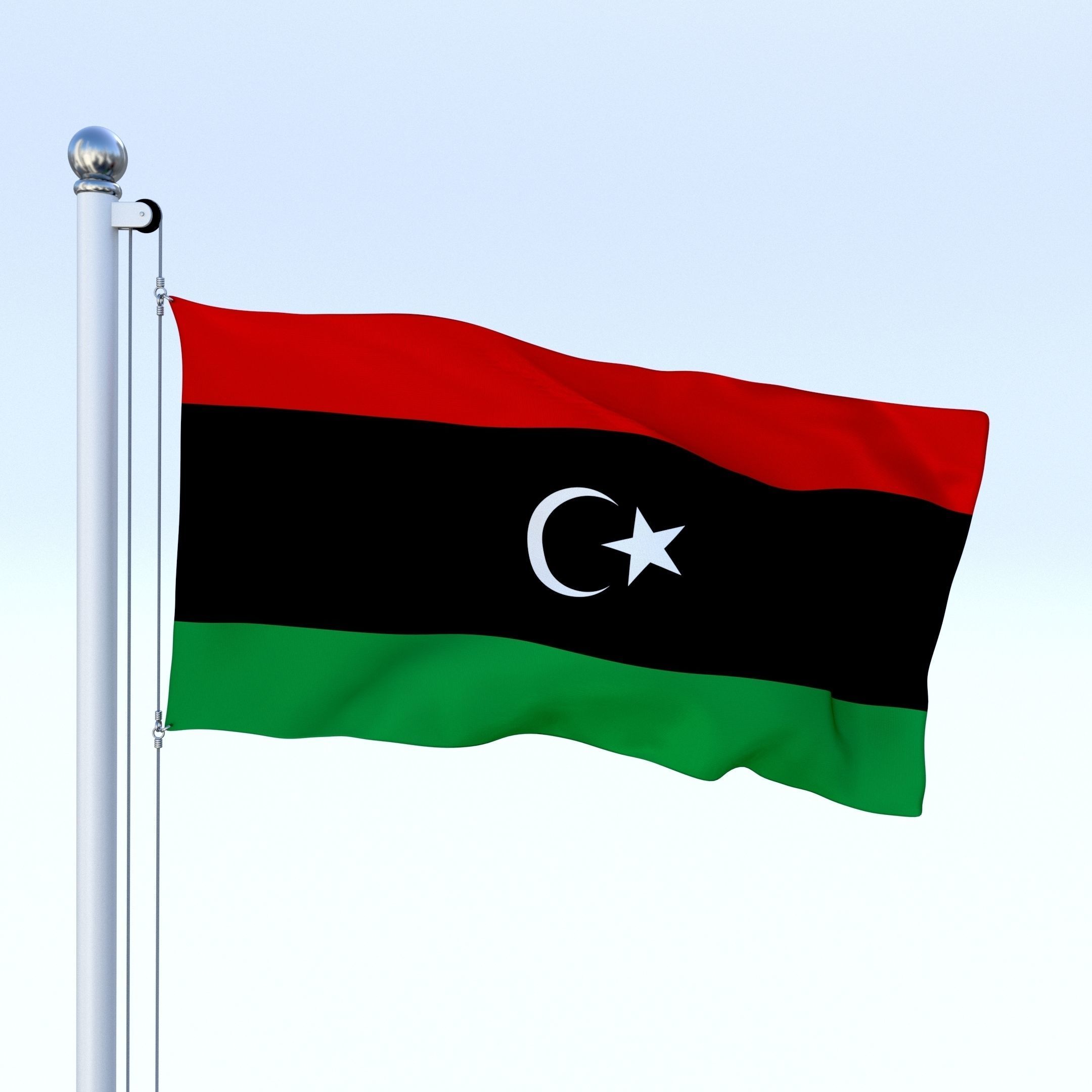 Animated Libya Flag Low-poly 3D model_12