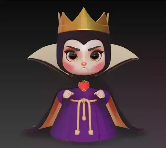 Cute Evil Queen - Stylized Cartoon Villain 3D Model