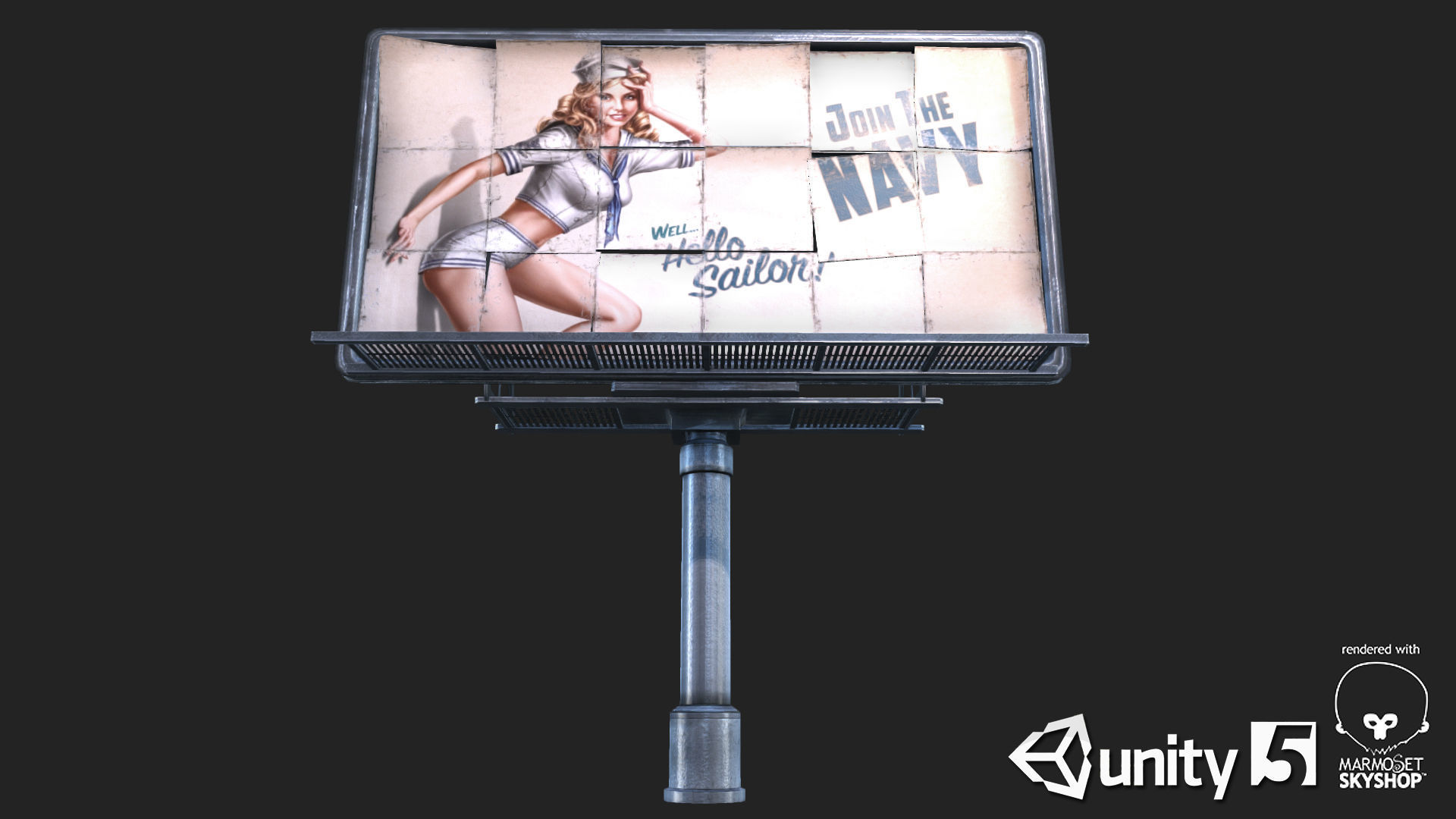 Big Steel Billboards Low-poly 3D model_2