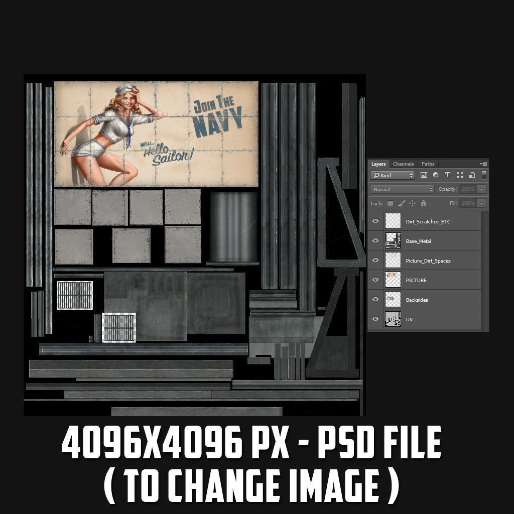 Big Steel Billboards Low-poly 3D model_8